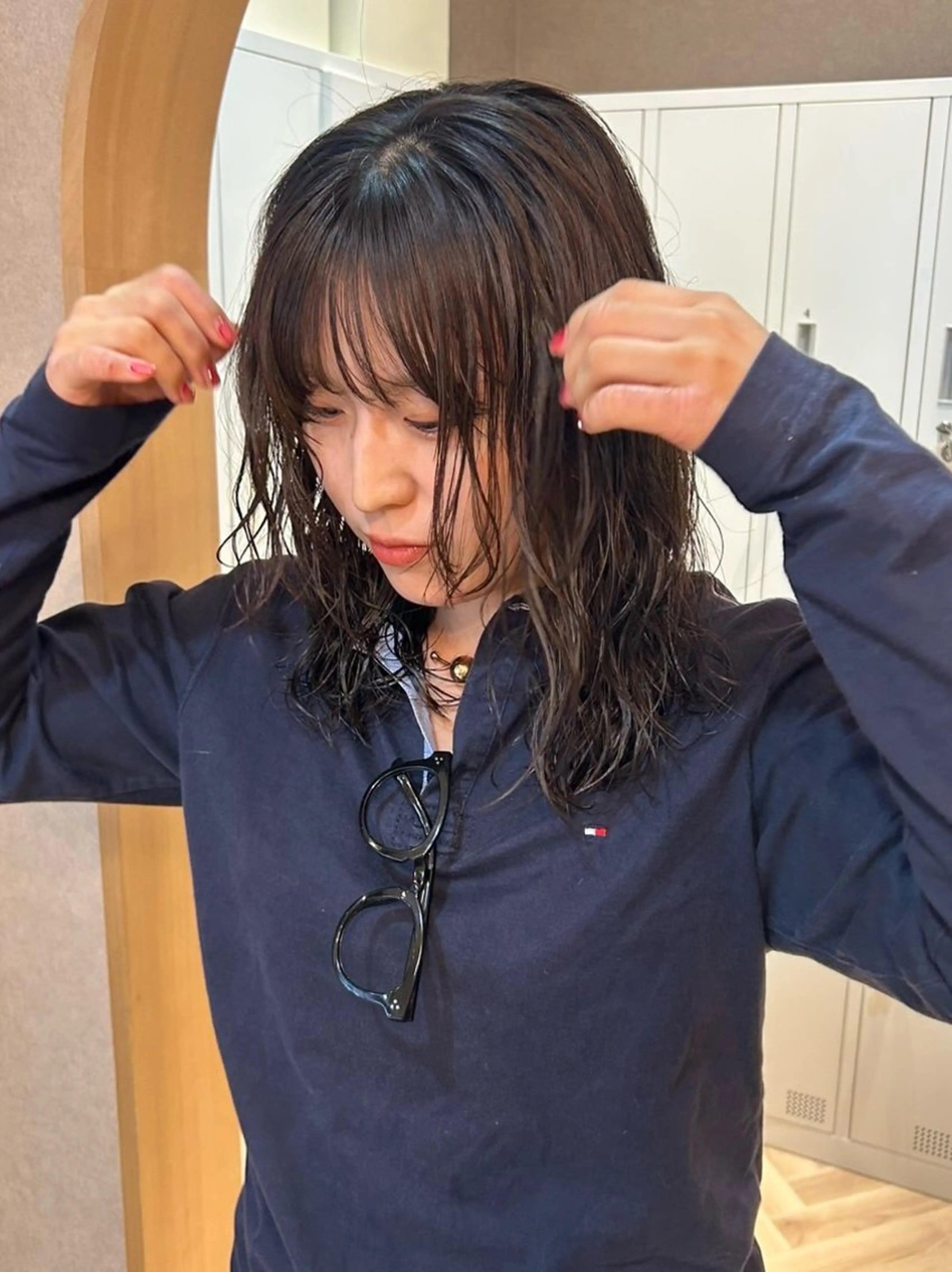 ミディアム パーマ グレージュ/レイヤー /ボブ/moyu🎀のヘアスタイル