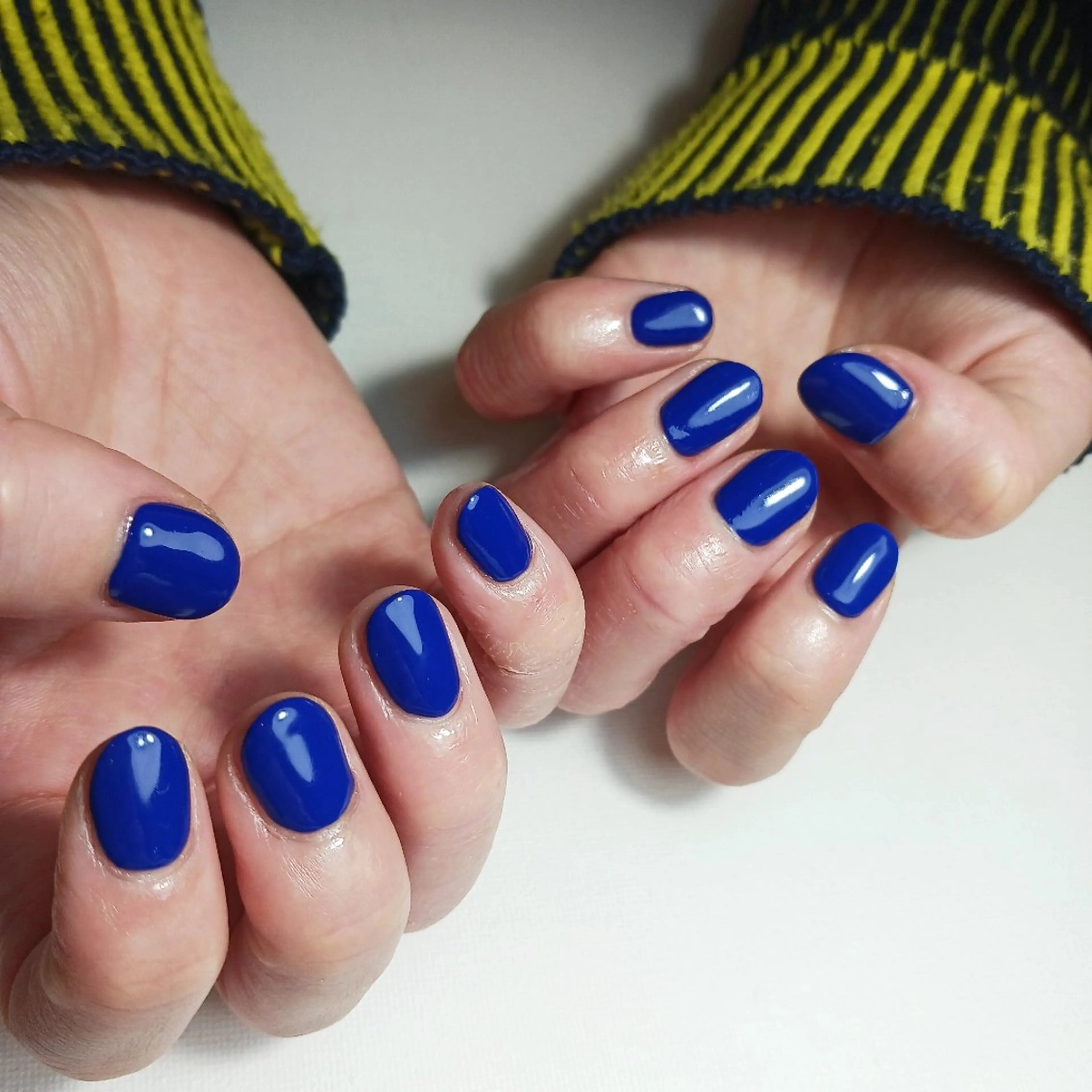 ネイル ブルー ジェルネイル 持ち込み ワンカラーネイル ショートネイル ハンドネイル owlnail /持込みデザイン専門のネイルデザイン