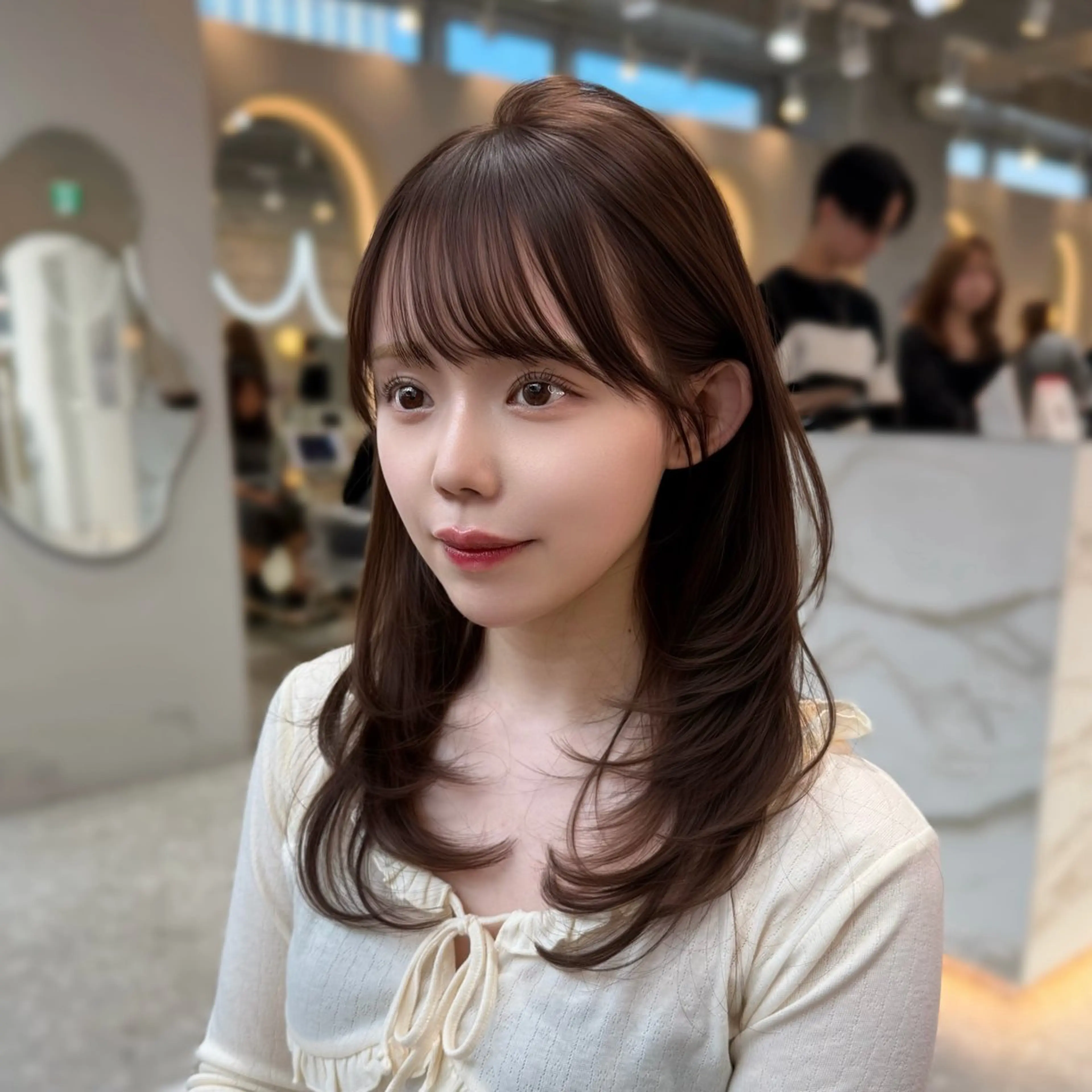 ミディアム カラー 髪質改善 韓国風ヘア レイヤーカット 縮毛矯正 トリートメント カット トリートメント 新宿/韓国風レイヤー 髪質改善/渋谷直樹のヘアスタイル