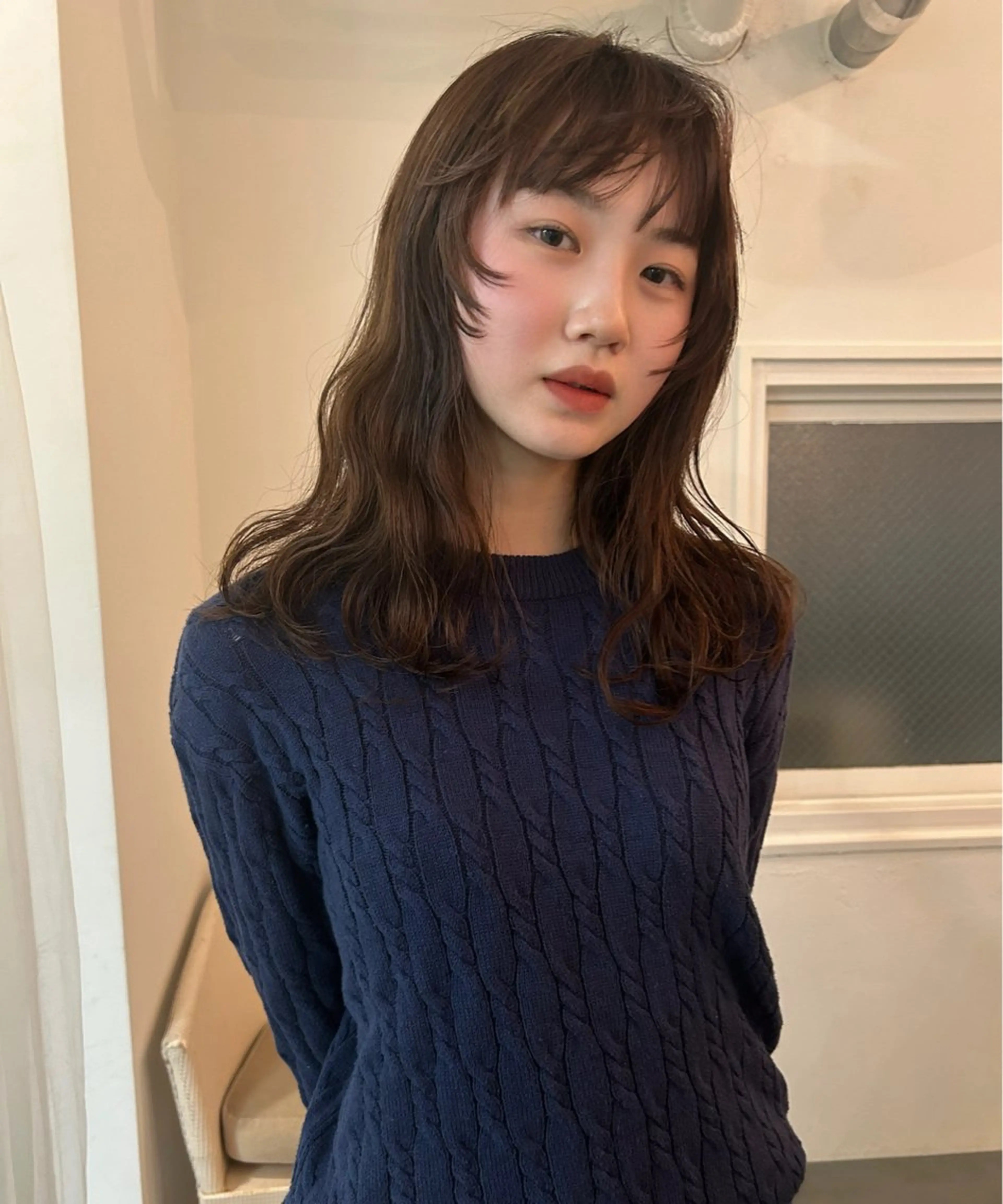 セミロング カラー カット ヘアカラー 原 瑞希のヘアスタイル
