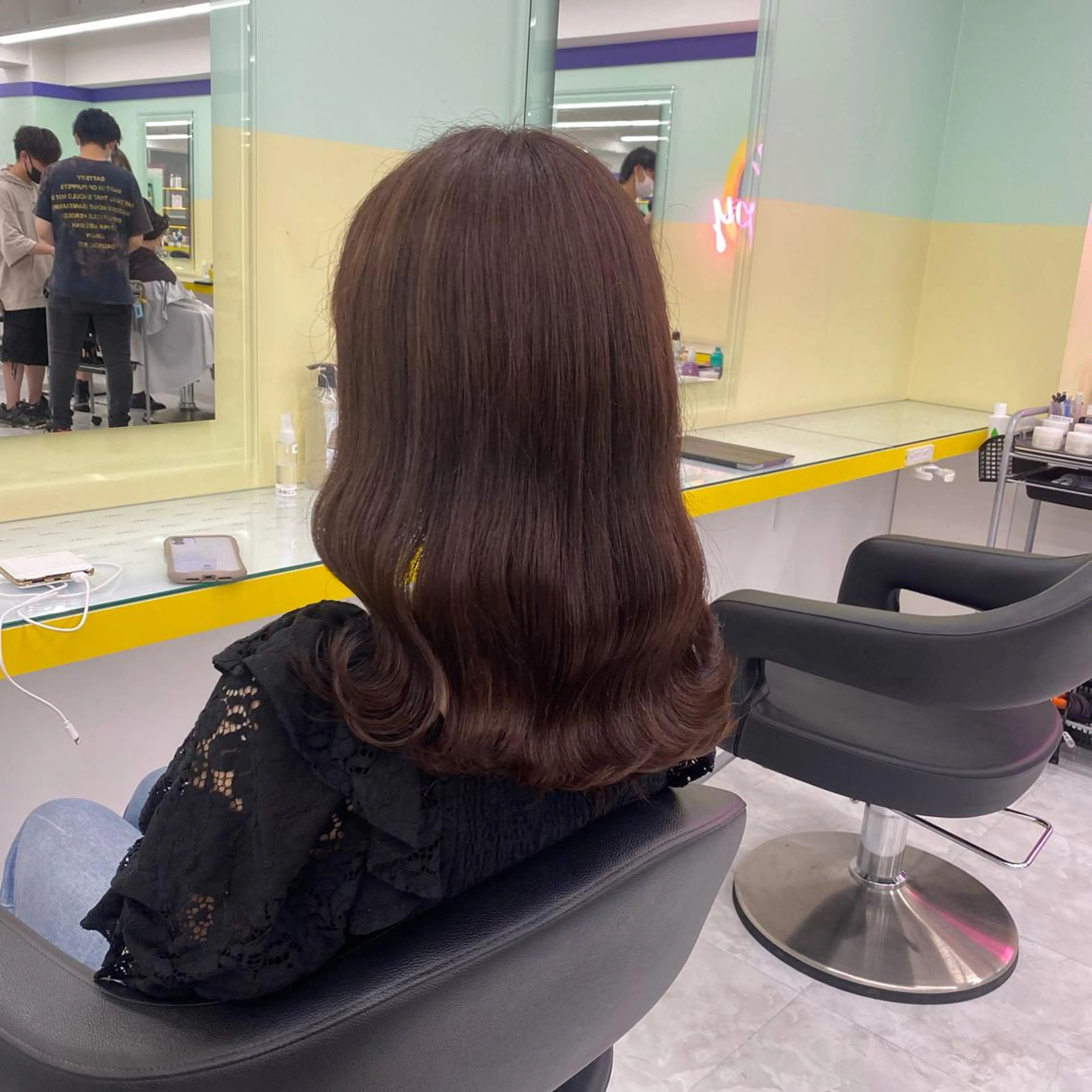 ロング カラー パーマ ヘアアレンジ メンズ キッズ ネイル マツエク・マツパ アイブロウ ラベンダーカラー ピンクカラー ピンクラベンダー カラーマツエク ピンク Lumo所属・💖横浜ブリーチなし 💖MIHOのヘアスタイル