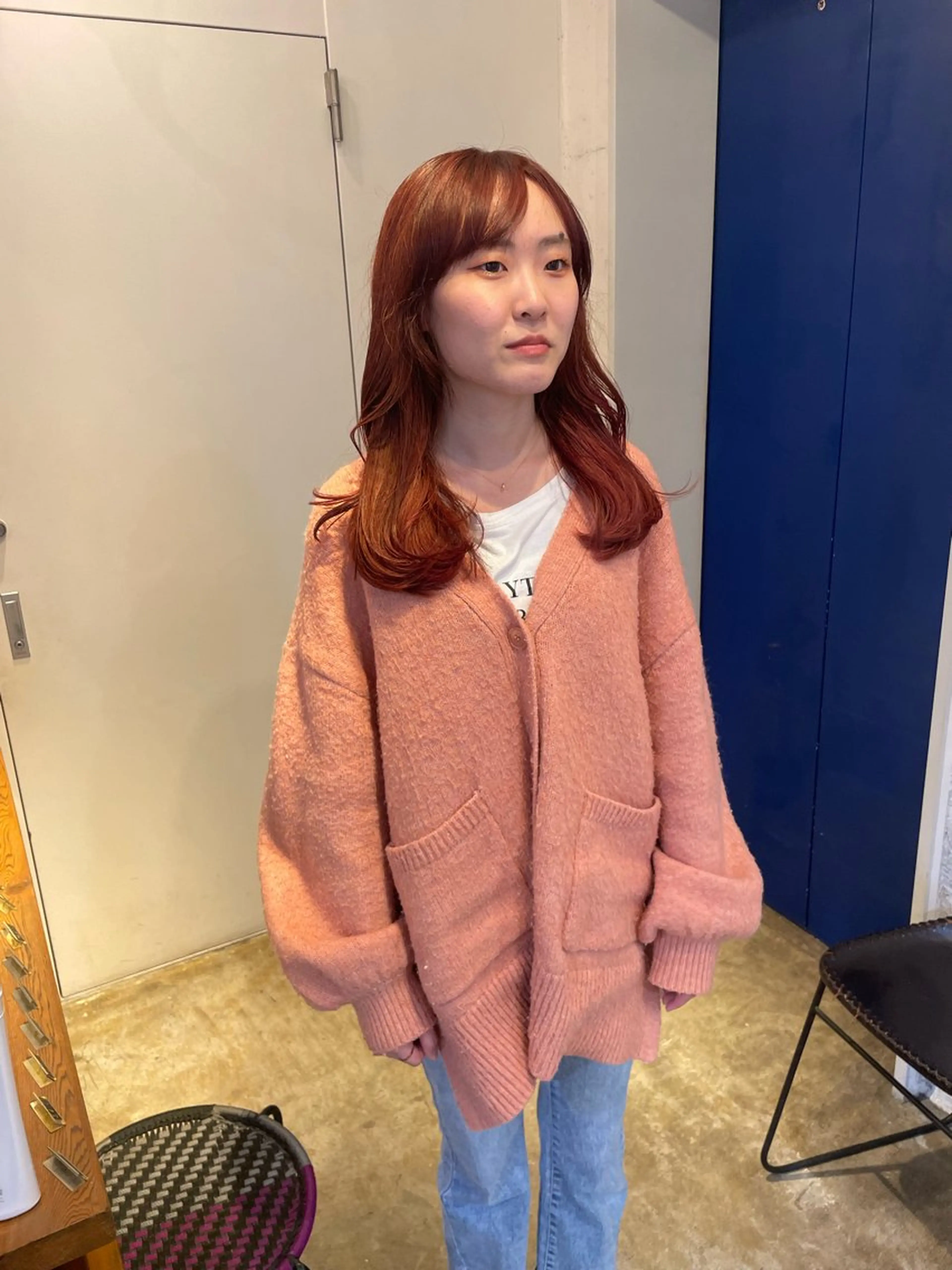 セミロング カラー ダブルカラー ピンクカラー ヘアカラー トリートメント MIOベージュカラー 柔らかいカラーのヘアスタイル