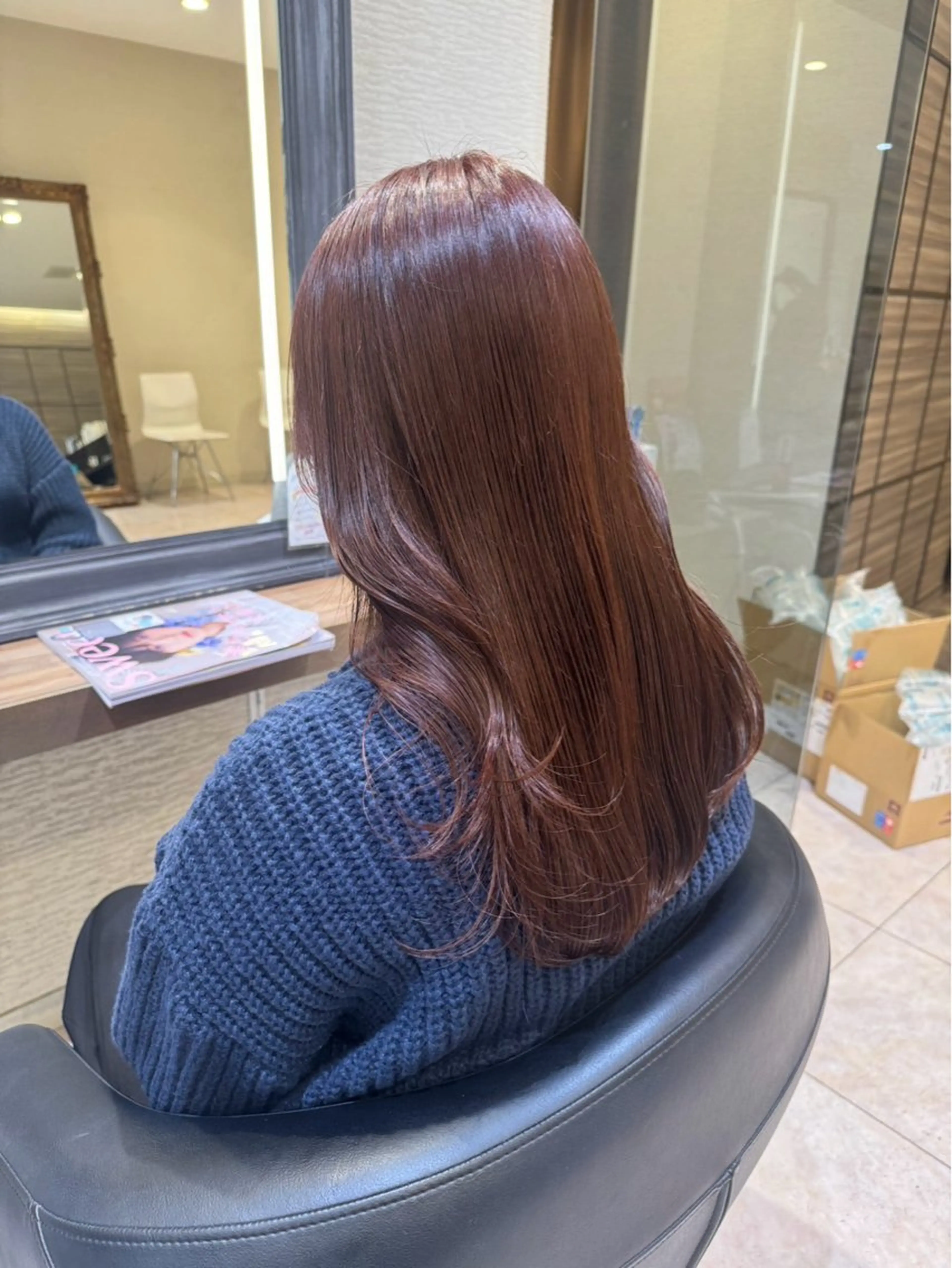 セミロング カラー 赤み消しカラー🌱 YUZUKI🫧のヘアスタイル