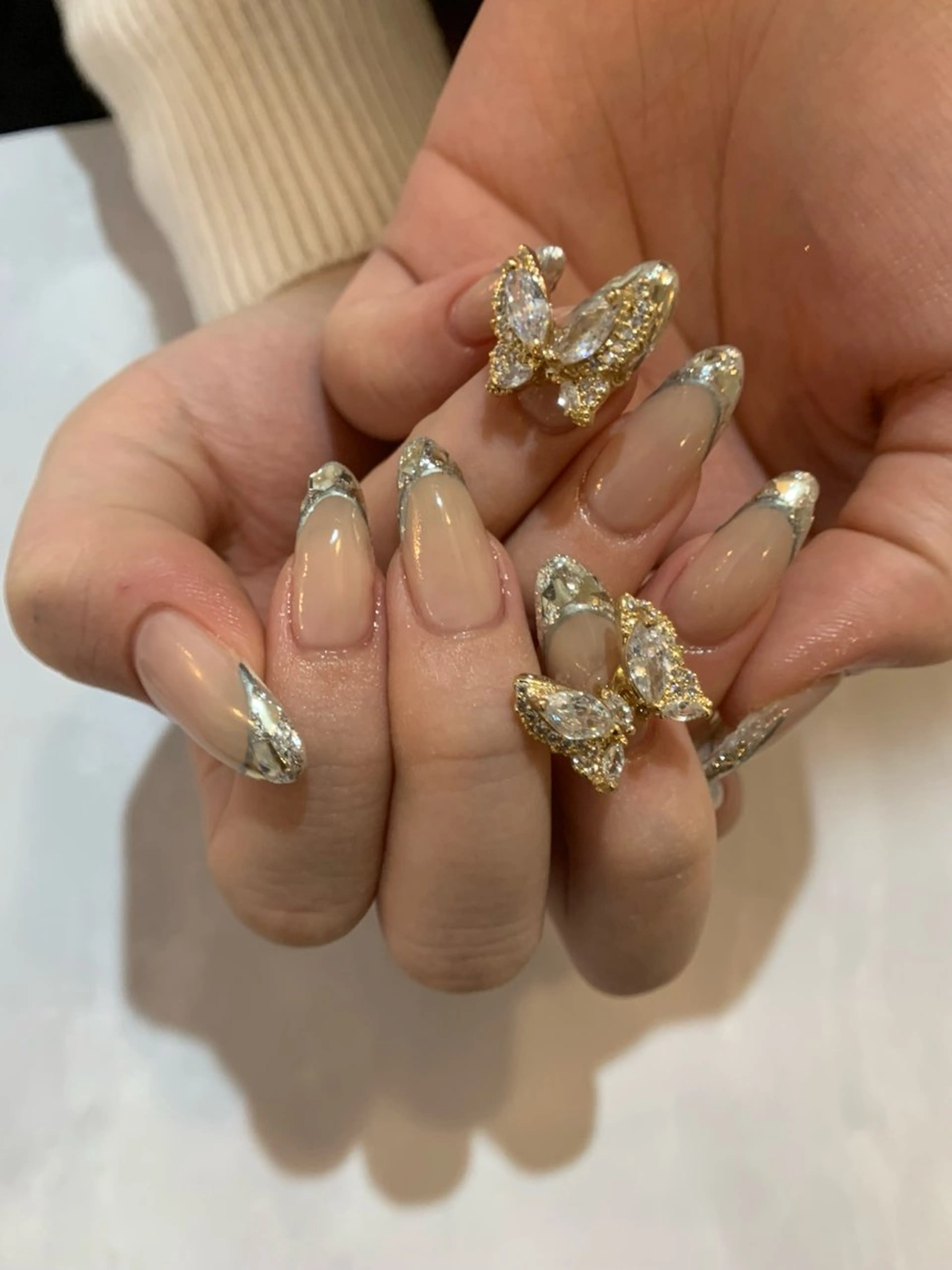 ✨9月限定オープン価格✨ オフ込みフレンチネイル(ミラーフレンチ、ガラスフレンチ+1000円)🍒の写真
