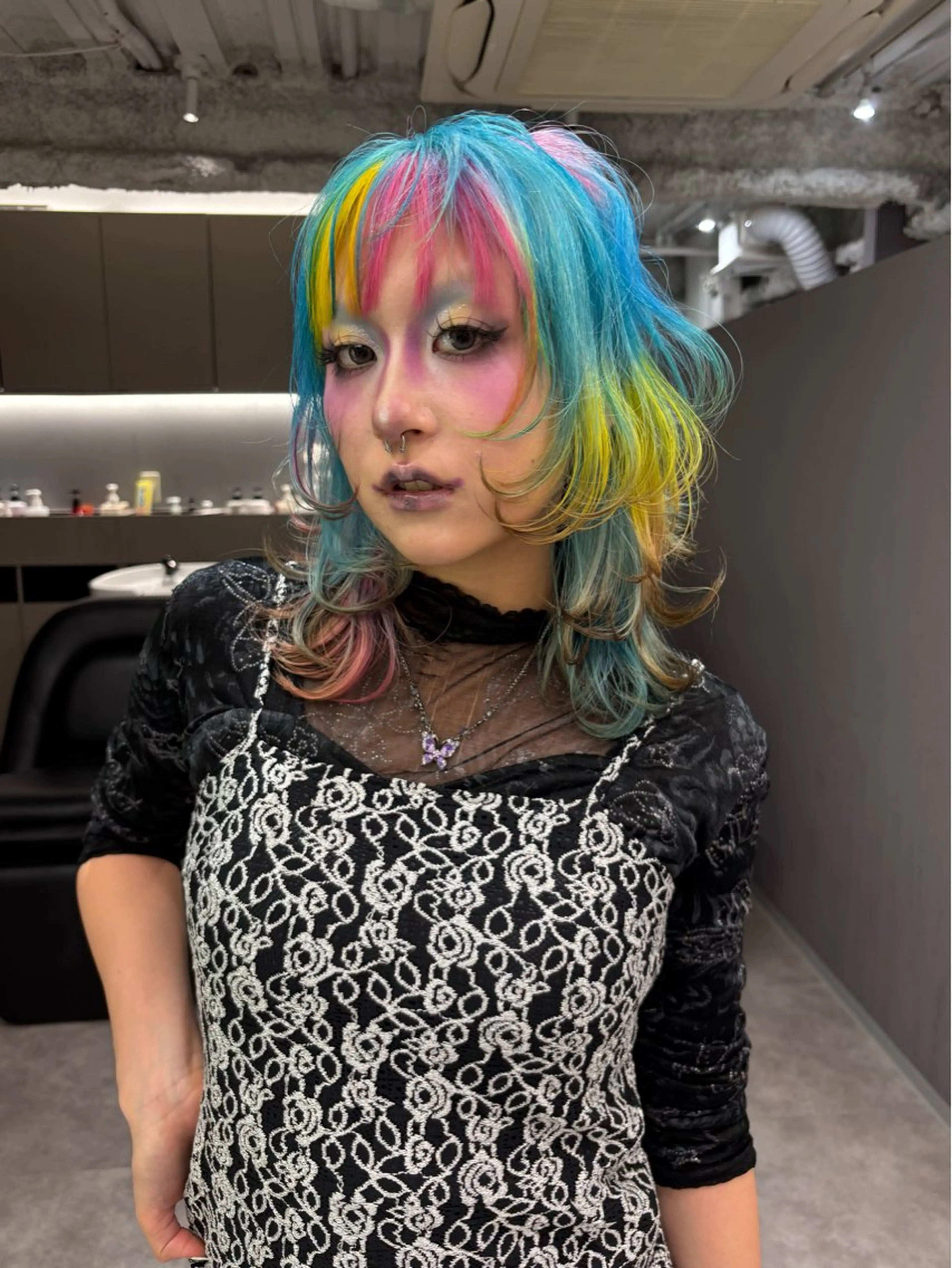 ミディアム カラー デザインカラー ハイトーンカラー ヘアカラー 名古屋/デザイン/ ブリーチ/松井亮磨のヘアスタイル