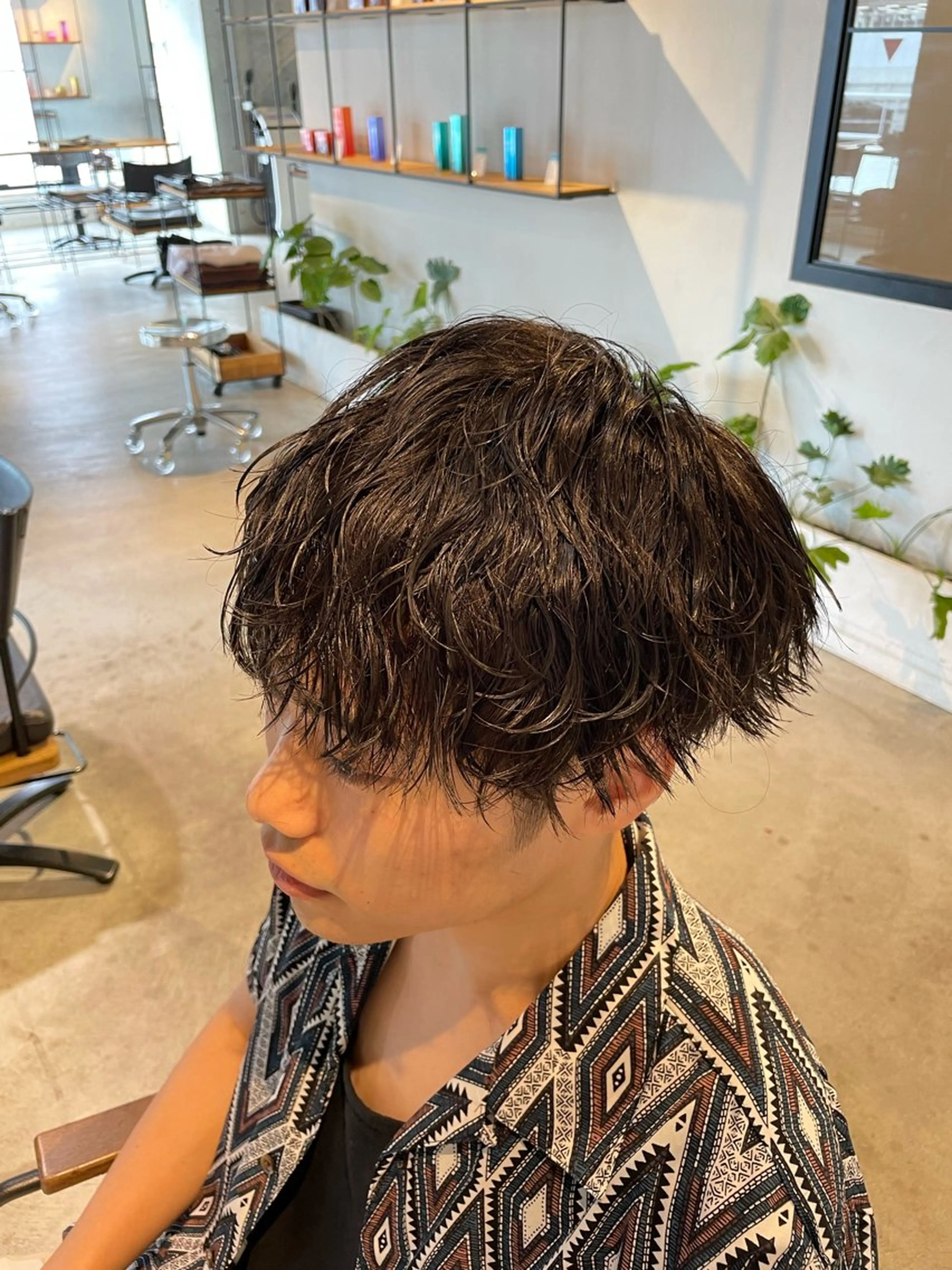 メンズ カット パーマ トリートメント ベージュカラー/新潟 オリーブ/落合優吾のヘアスタイル