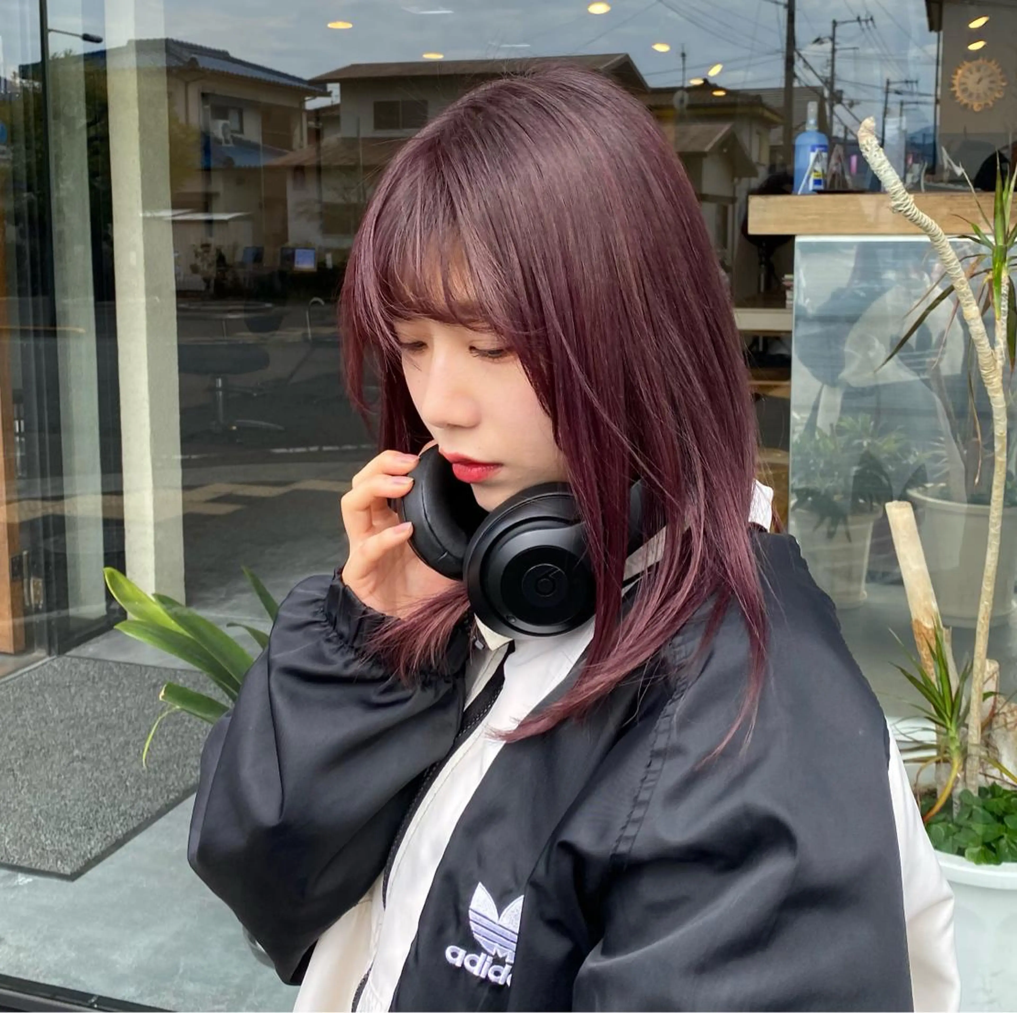 ミディアム パープルカラー ヘアカラー トリートメント geep Ryoyaのヘアスタイル