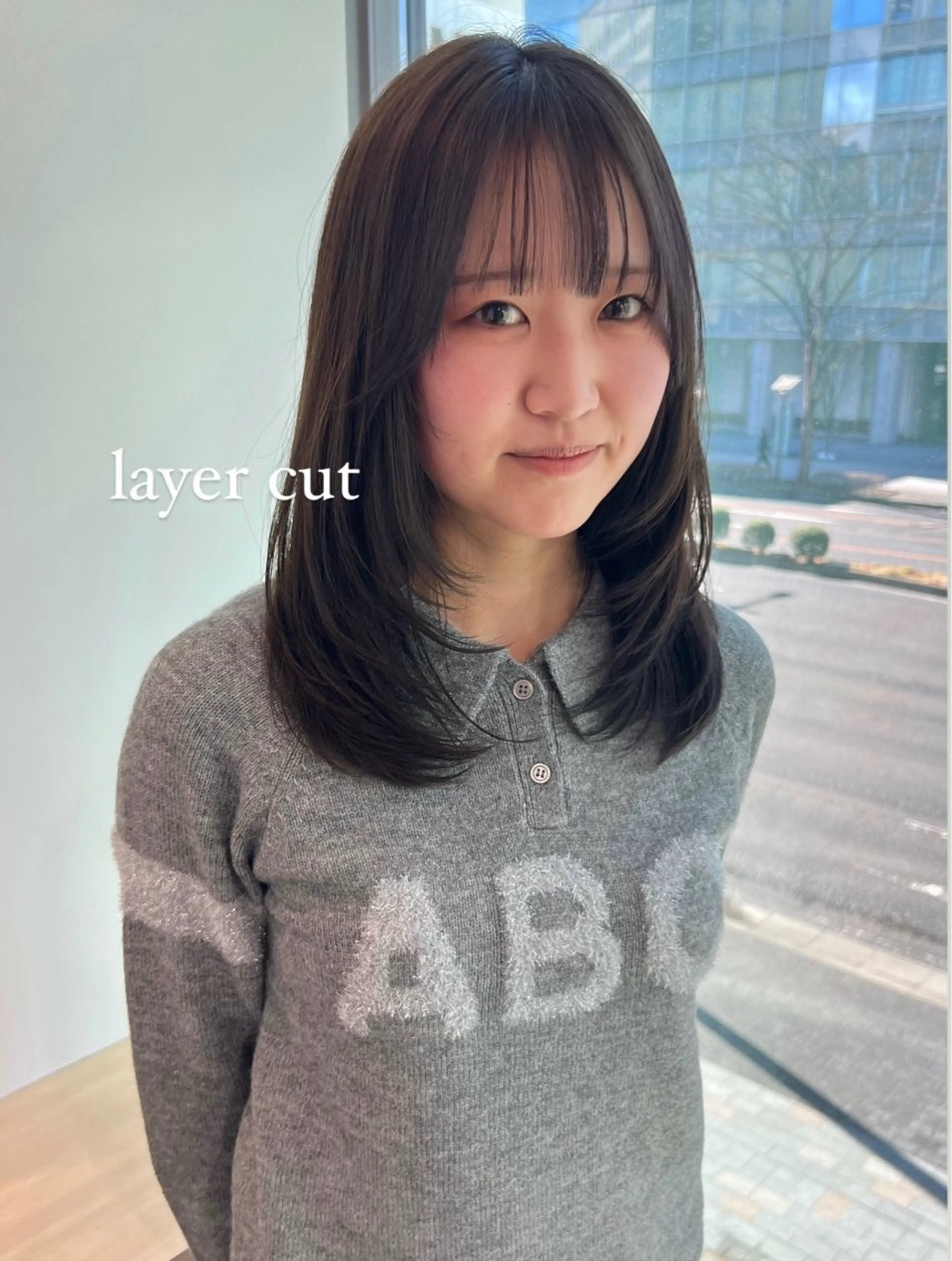 ミディアム 顔周りカット レイヤーカット 加納千華 /ボブ/ぱつっとボブのヘアスタイル