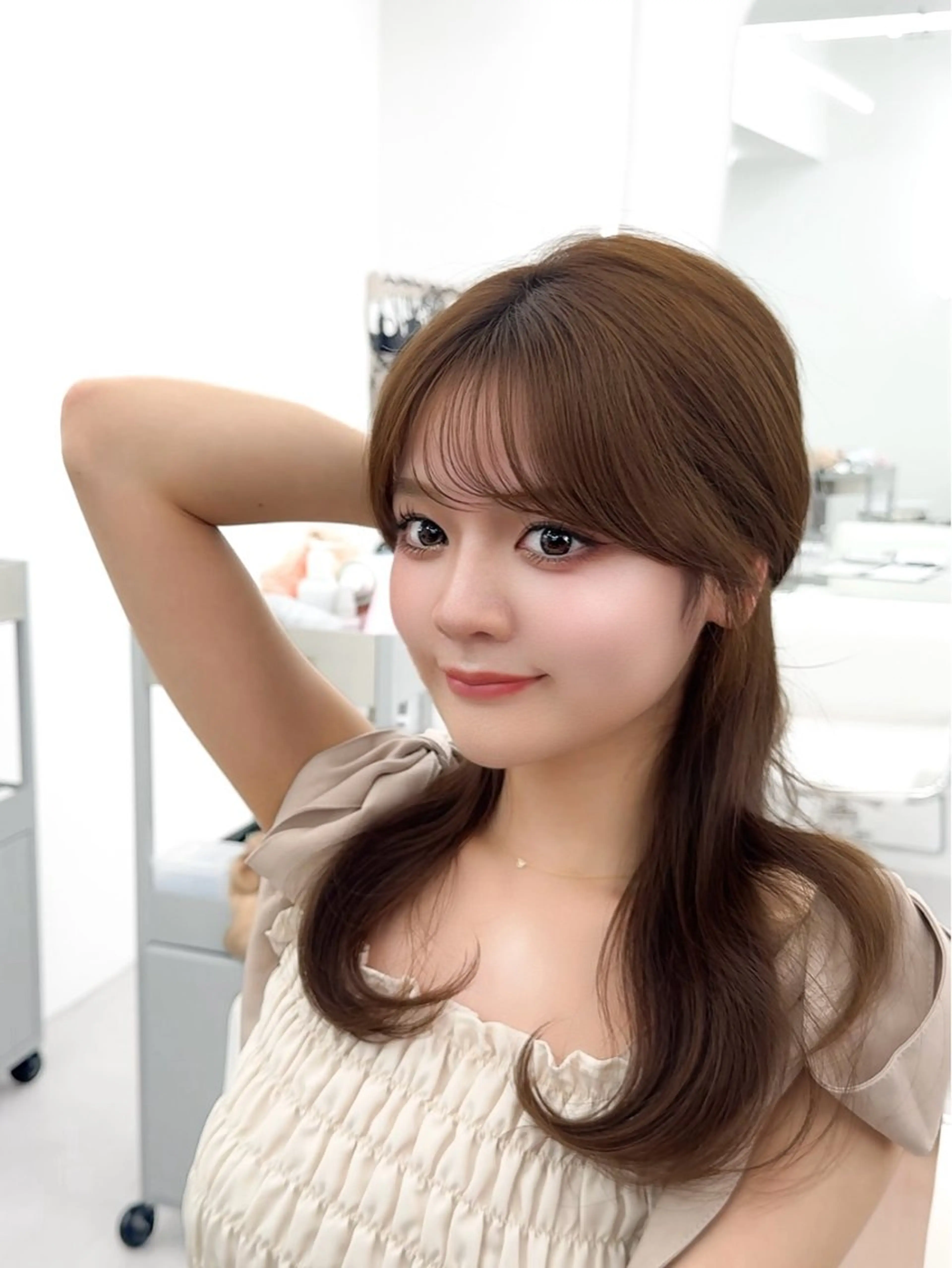 ミディアム カラー ヘアアレンジ カット ヘアカラー トリートメント 最小顔周り レイヤー特化/こうきのヘアスタイル