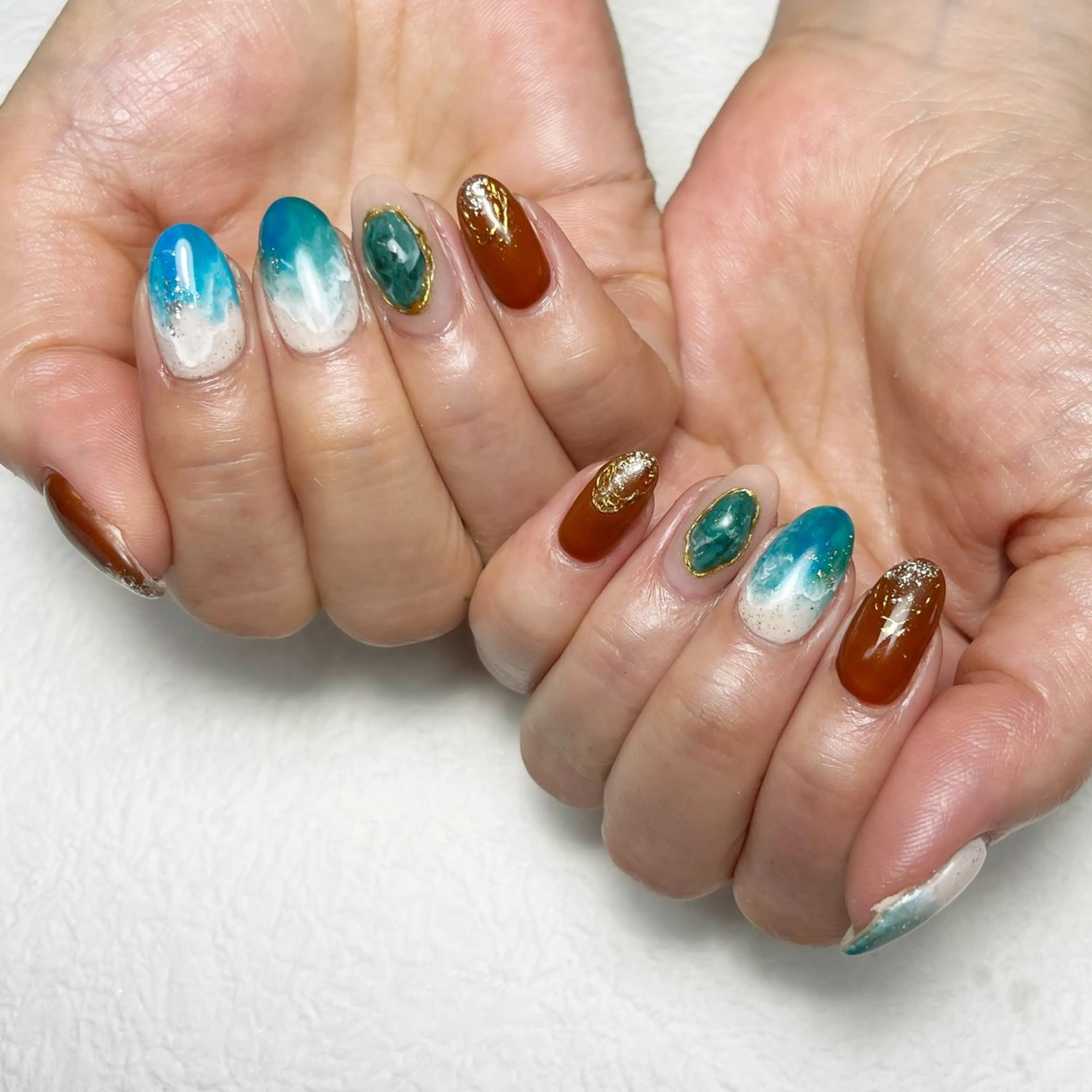 ネイル アートネイル フットネイル ジェルネイル キラキラネイル 韓国ネイル Y nail なんば堀江店のネイルデザイン