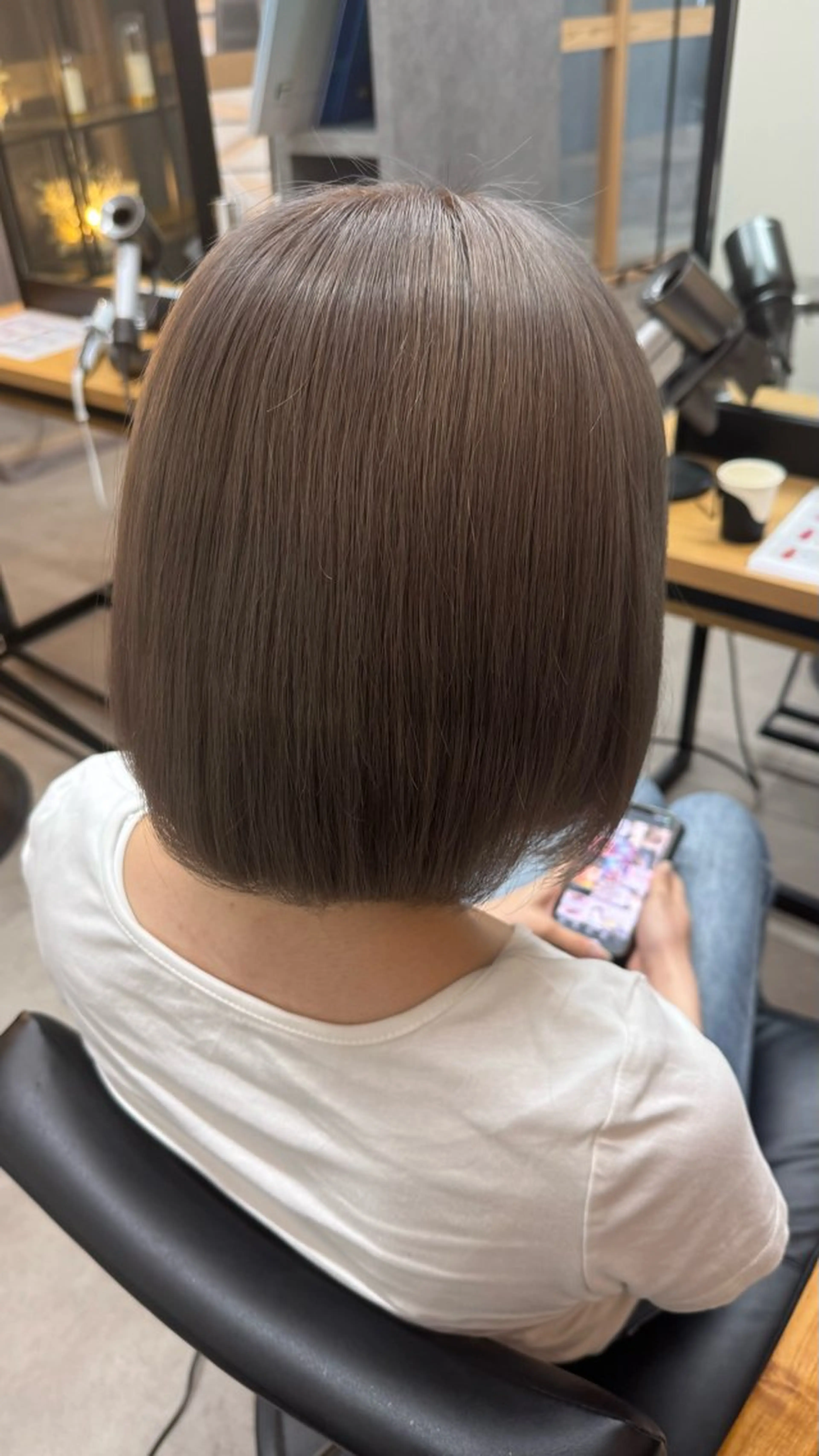 ミディアム カラー ベージュカラー ミルクティーベージュ Cafune’【カフネ】所属・Cafune/ 匠吾のヘアスタイル