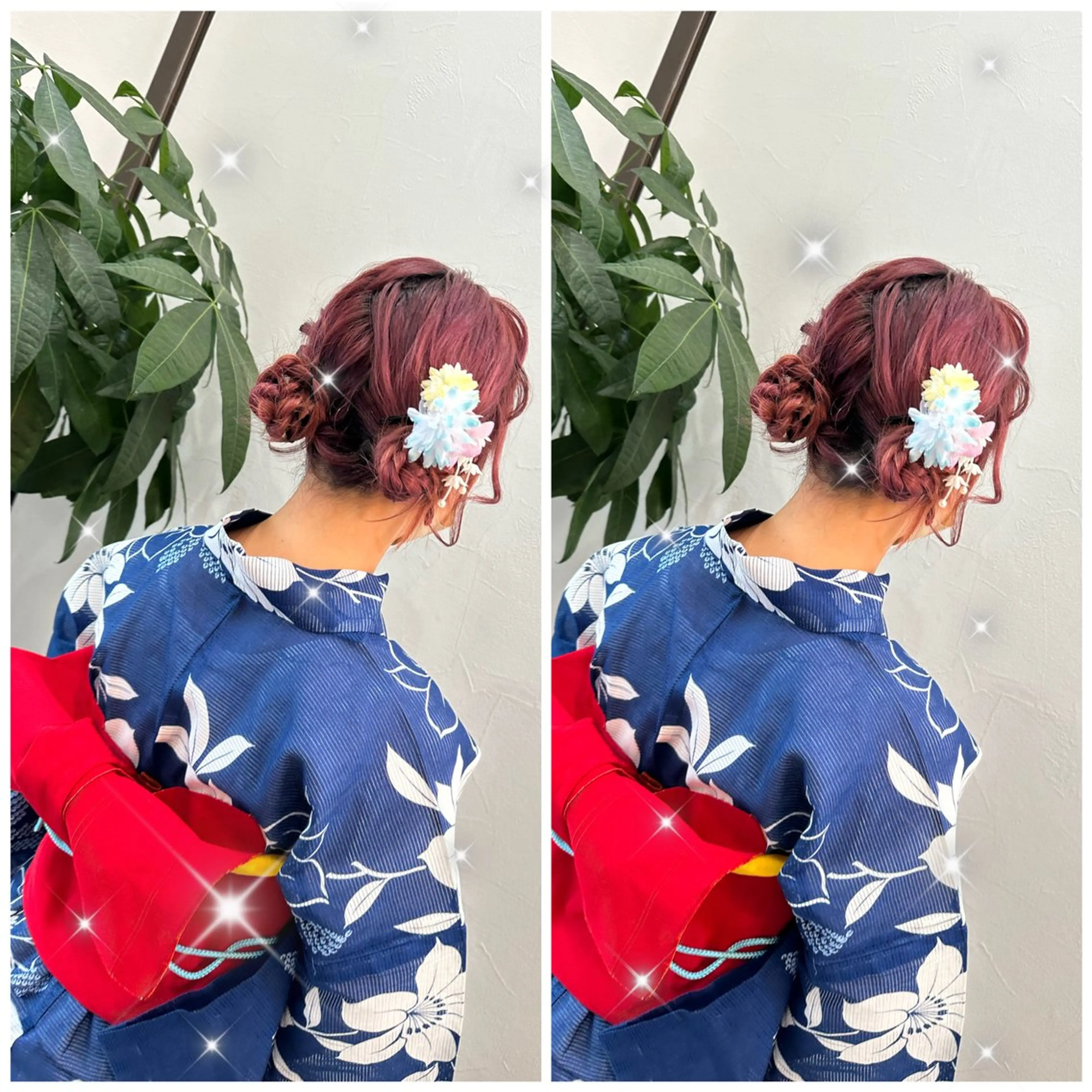 ミディアム カラー ヘアアレンジ ヘアセット lovis ゆうあのヘアスタイル