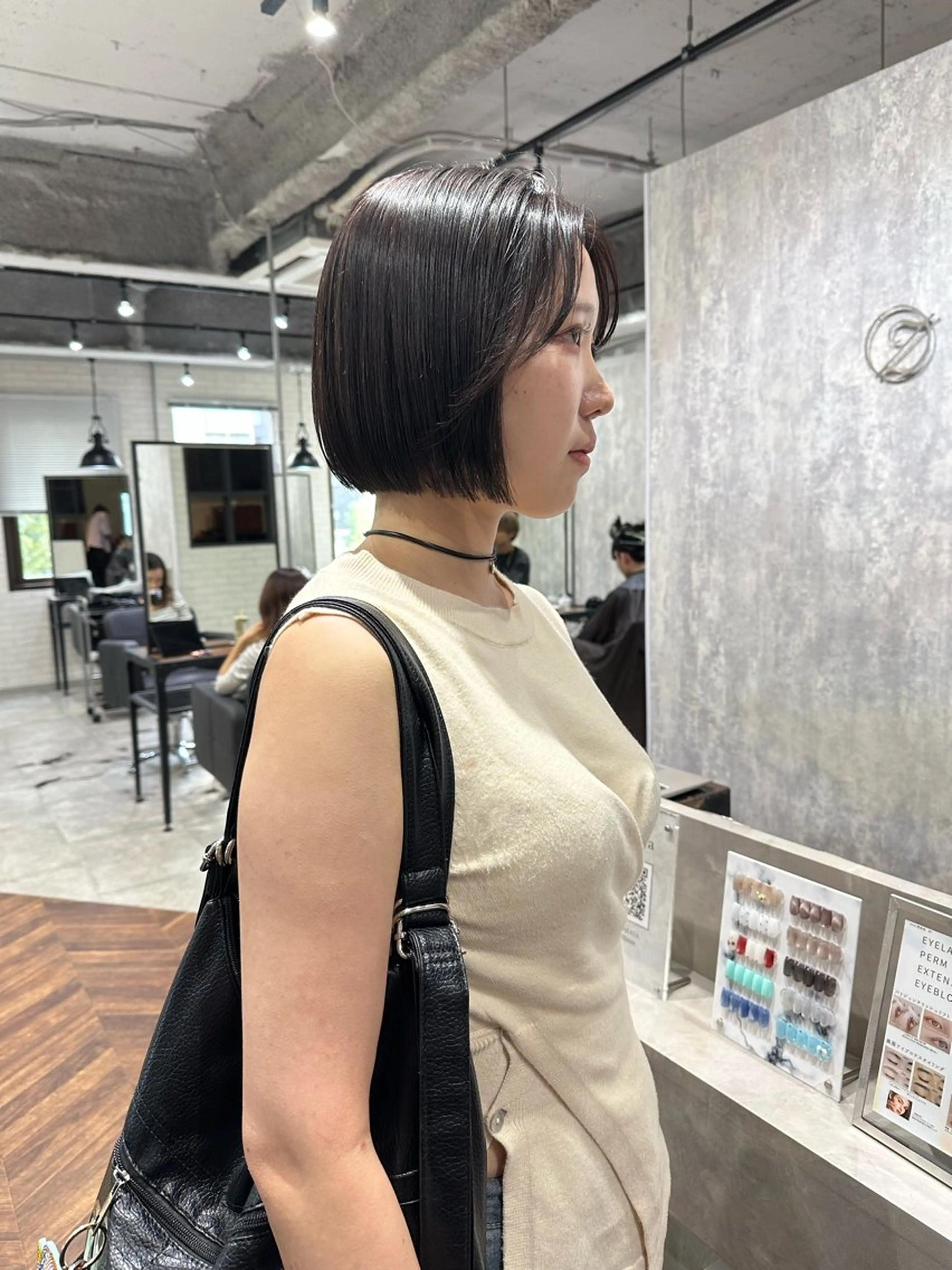 ショート カラー ブラウンカラー ラベンダーカラー ラベンダーブラウン ボブ カット ヘアカラー トリートメント レイヤー/ボブ/ 顔周り/yukinaのヘアスタイル