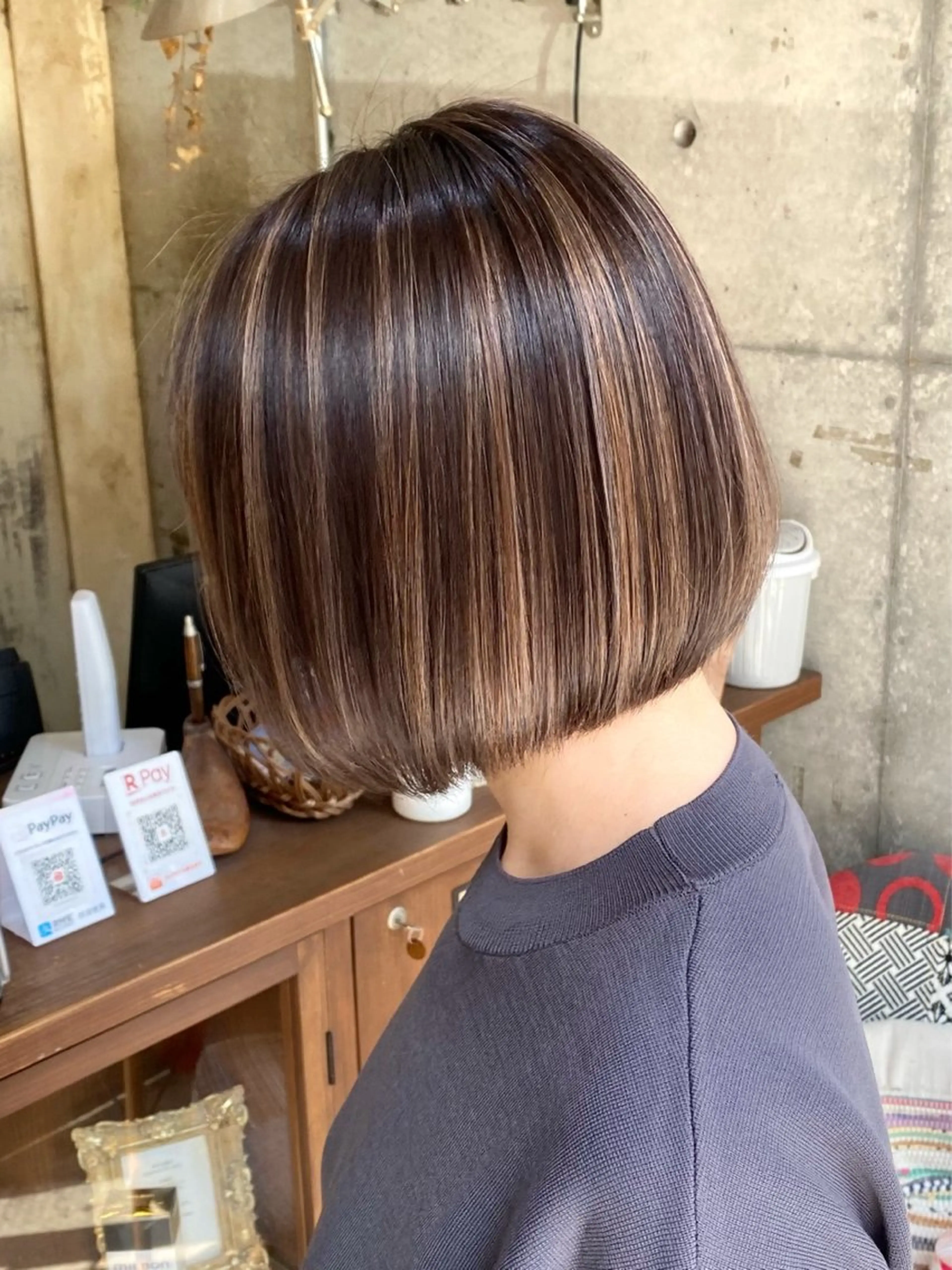 ショート カラー ハイライトカラー ボブ ハイライト ショートヘア ショート/ハイライト /白髪ぼかし🌿松本のヘアスタイル
