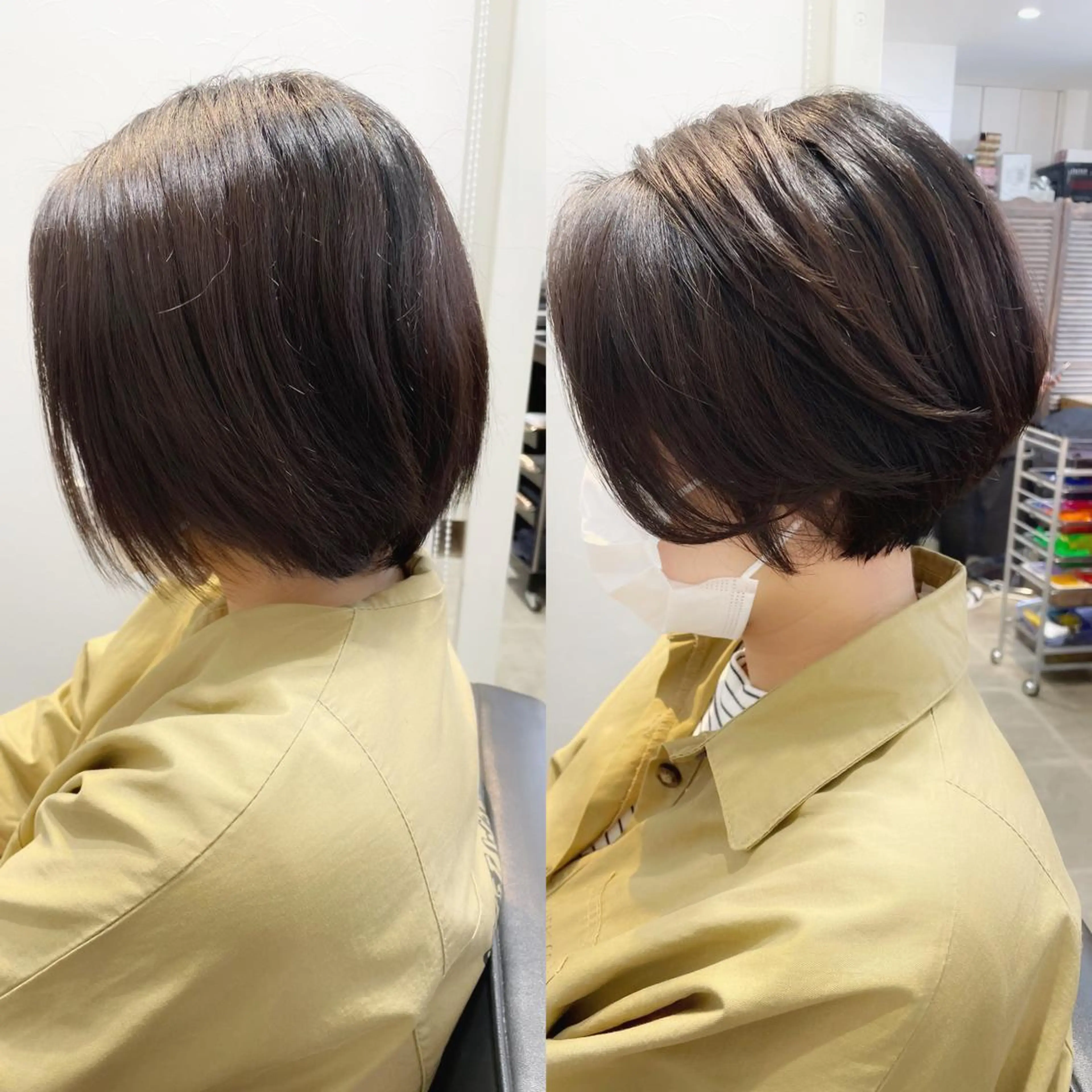 ショート カラー ショートボブ アッシュ ボブ シースルーバング ショートヘア カット ヘアカラー newline銀座所属・銀座ショート/ 大人ショート/金子涼のヘアスタイル