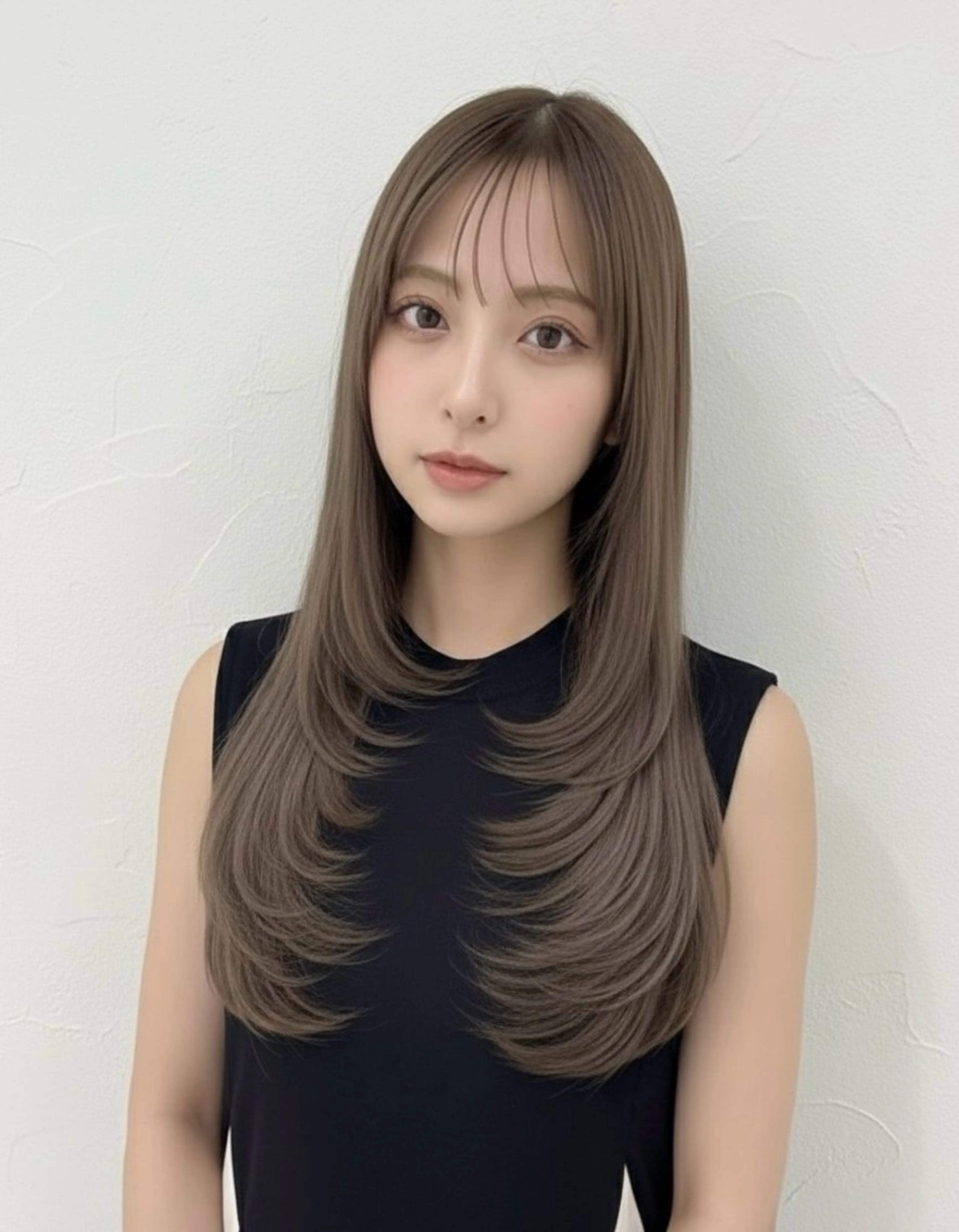 ロング カラー ベージュカラー ブリーチ ケアカラー 透明感カラー グレージュ ヘアカラー トリートメント 赤み消し韓国ヘア レイヤー縮毛🤍渡邉のヘアスタイル