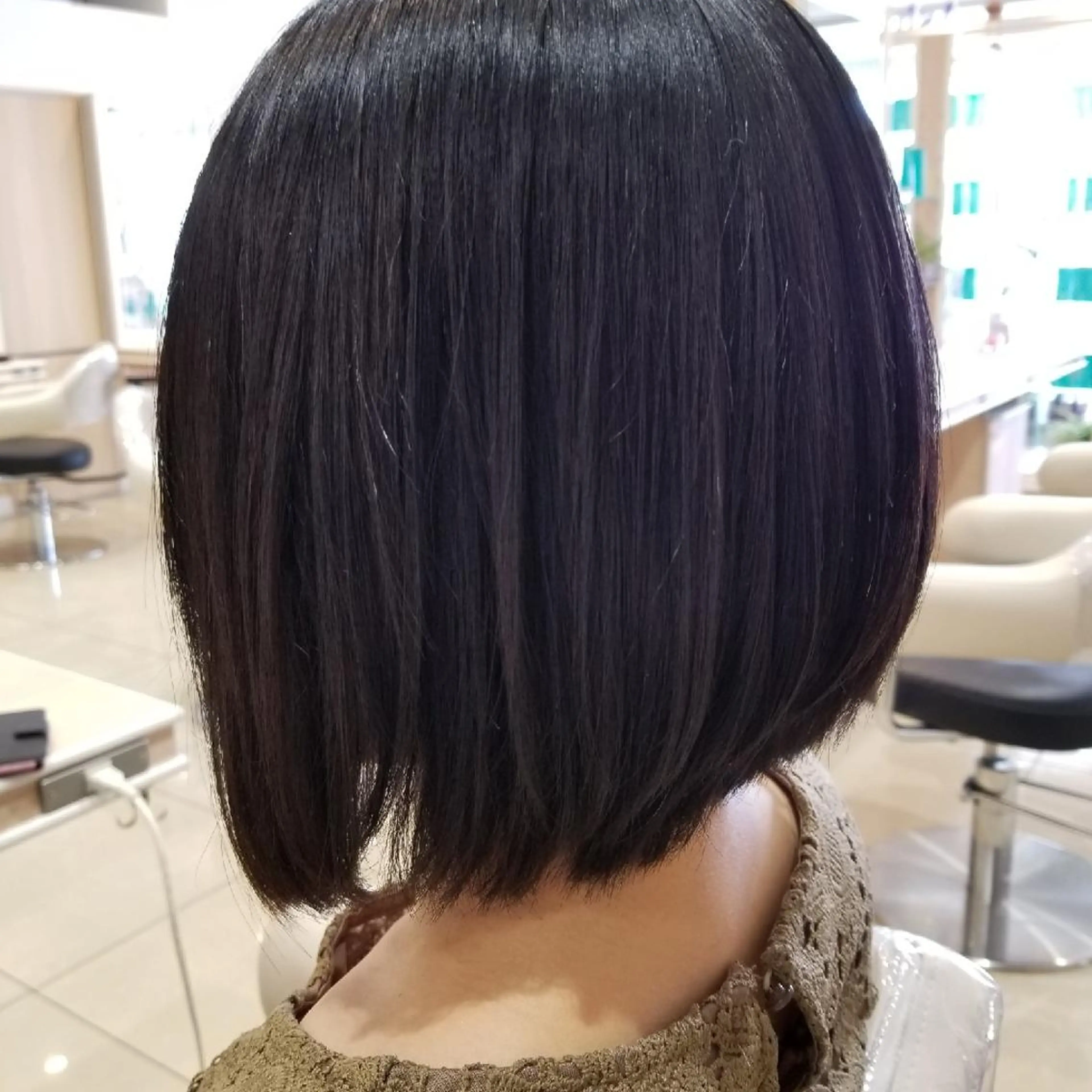 ミディアム パーマ カット 縮毛矯正 山内 佐江子のヘアスタイル