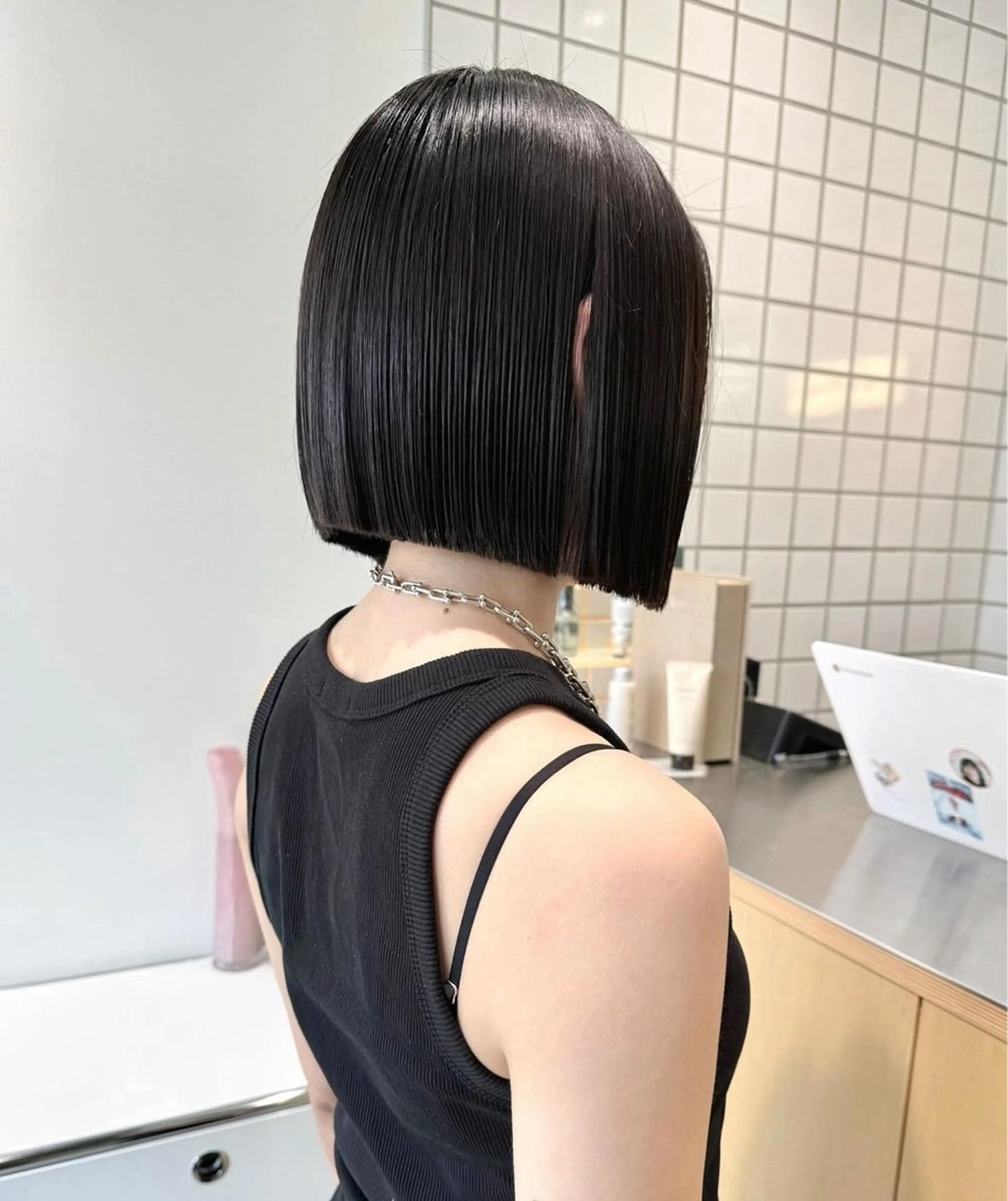 ショート ボブ 顔まわりレイヤー 顔周りカット レイヤーカット 外ハネヘア カット ヘアカラー トリートメント hollo渋谷所属・🇰🇷タッセルボブ /DAIKIのヘアスタイル