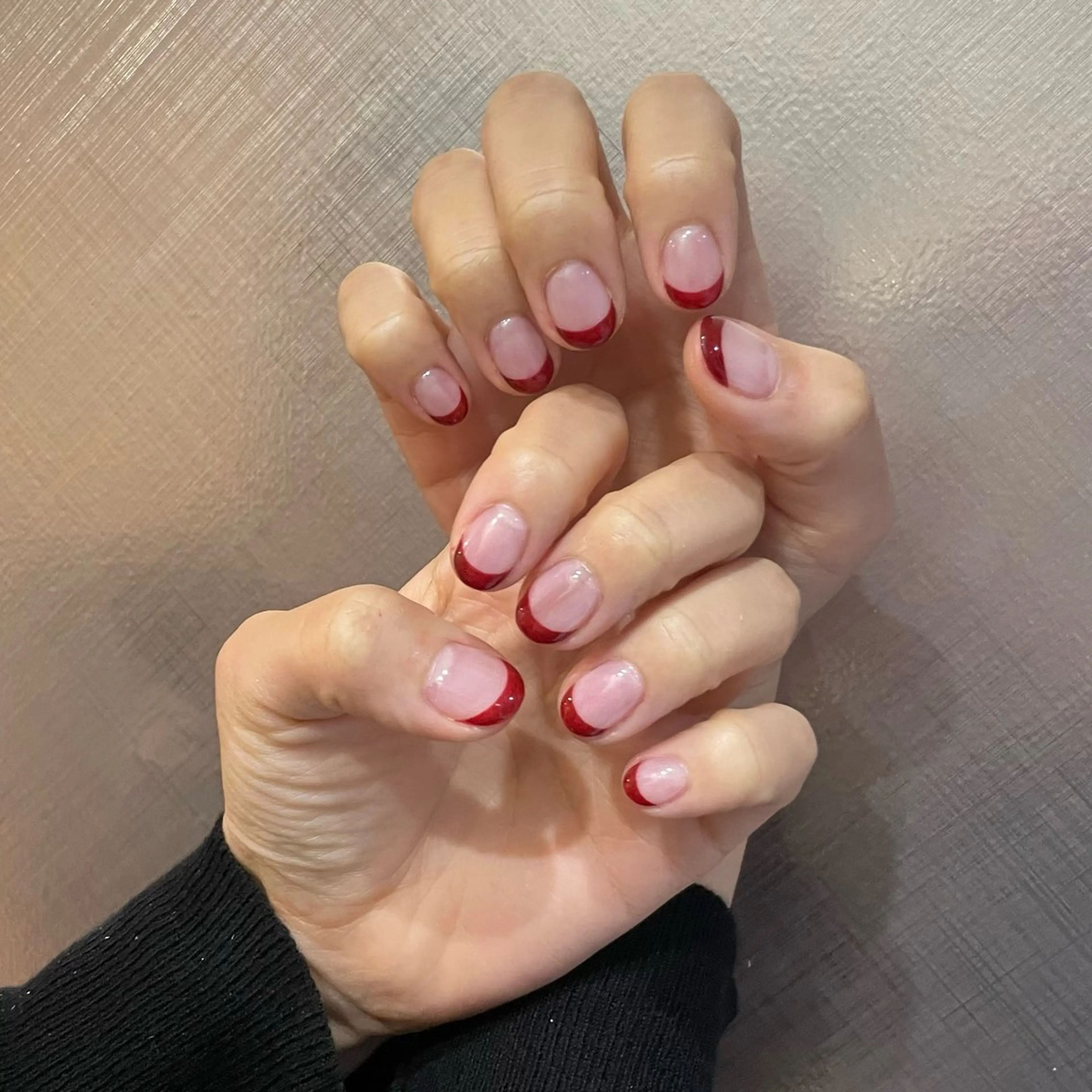 ネイル ボルドー フレンチネイル Maya 📍niconailのネイルデザイン
