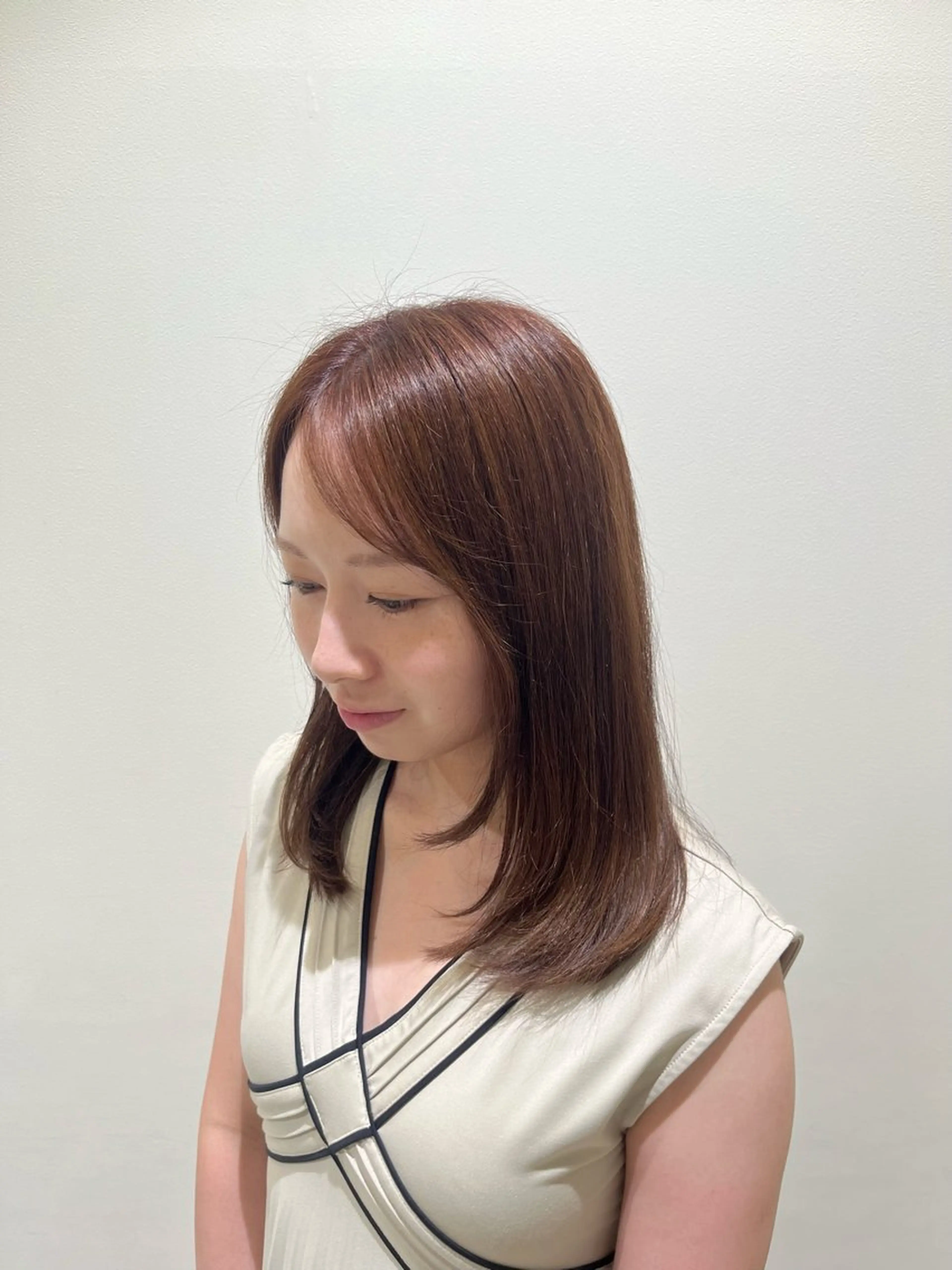 ミディアム カラー ヘアカラー 所 有紗のヘアスタイル