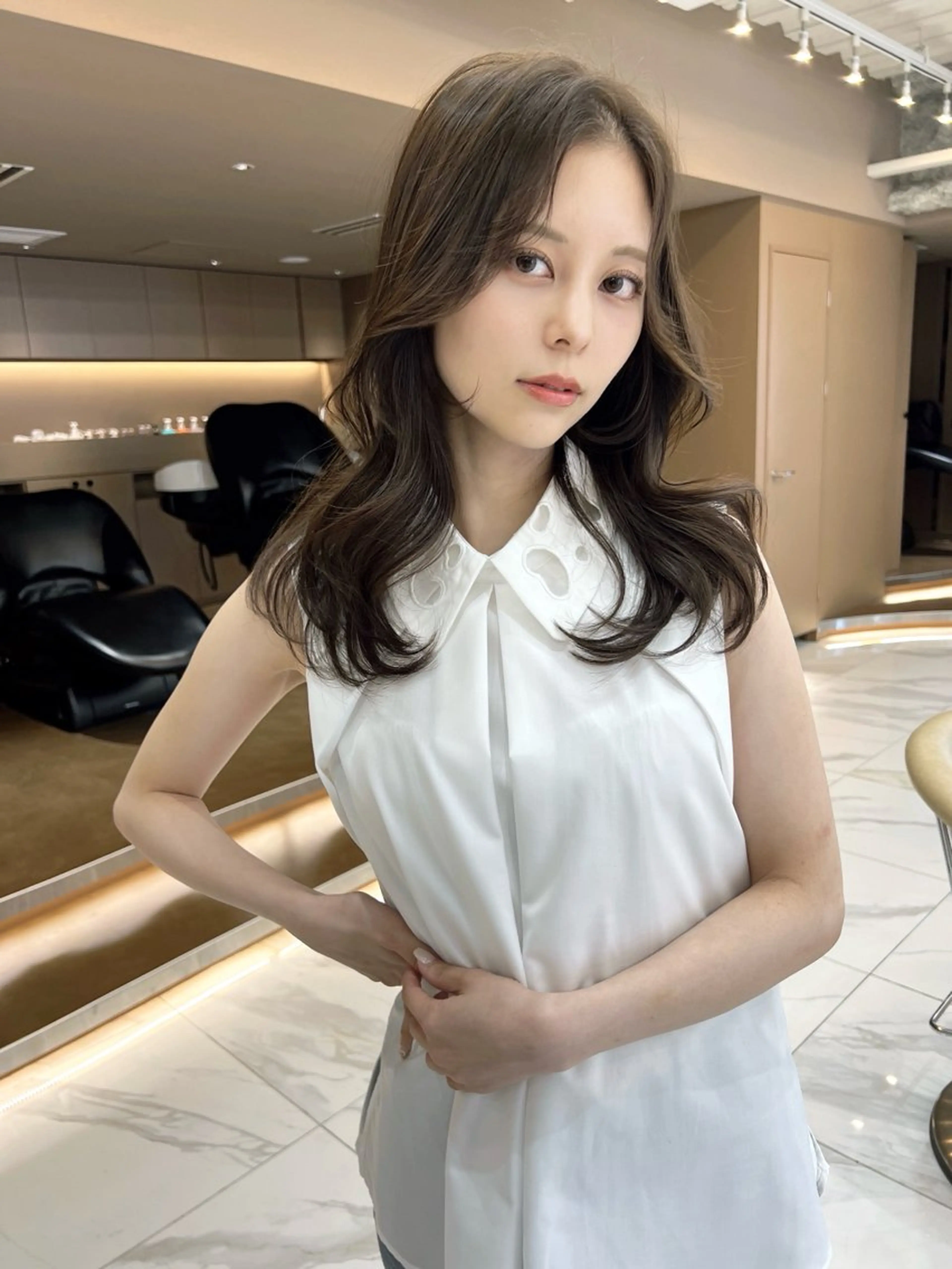 ロング カット ヘアカラー トリートメント 韓国ヘア/縮毛矯正/ 透明感カラー松沢州途のヘアスタイル