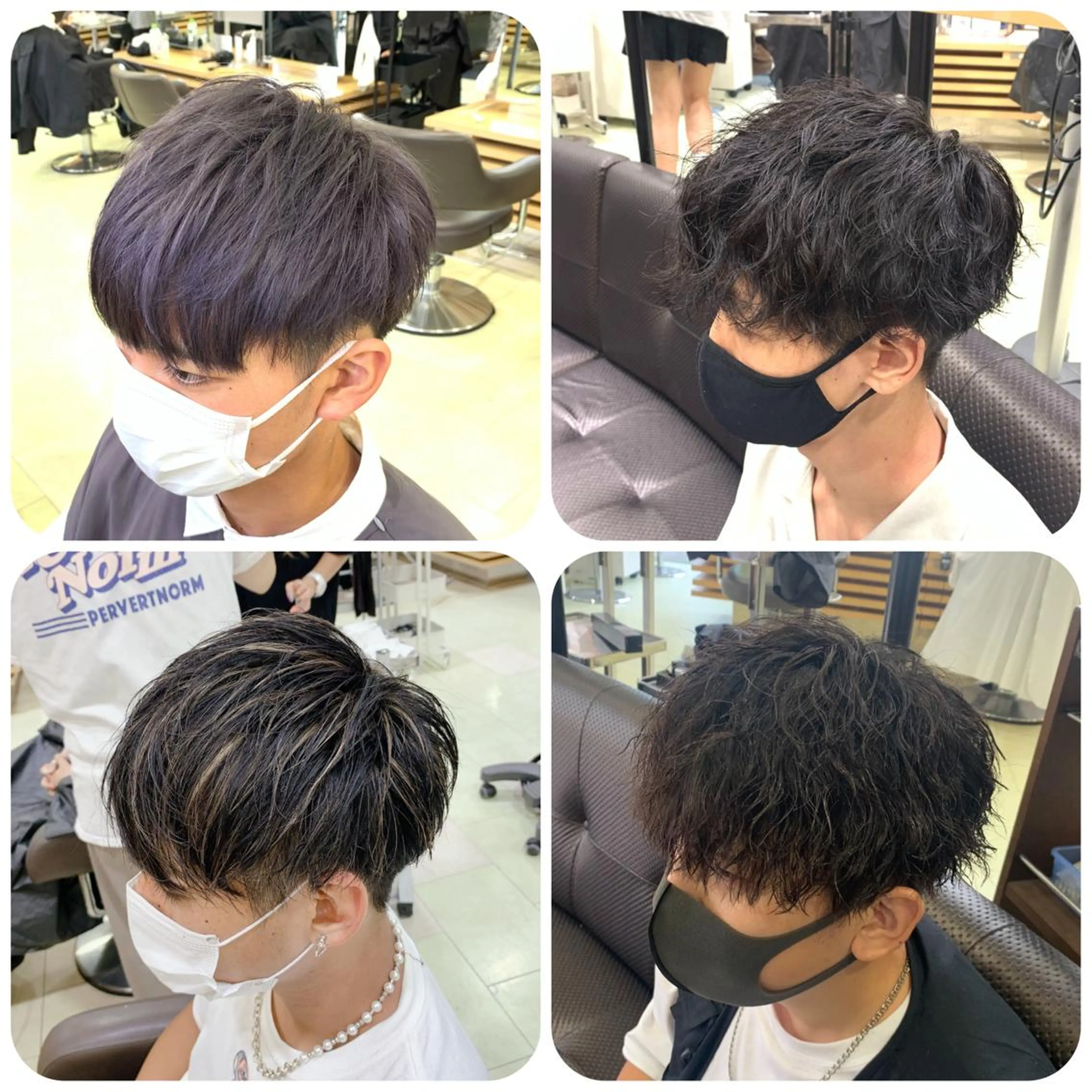 ショート パーマ メンズ カット パーマ ダウンパーマ🇰🇷 毛流れパーマ【かな】のヘアスタイル