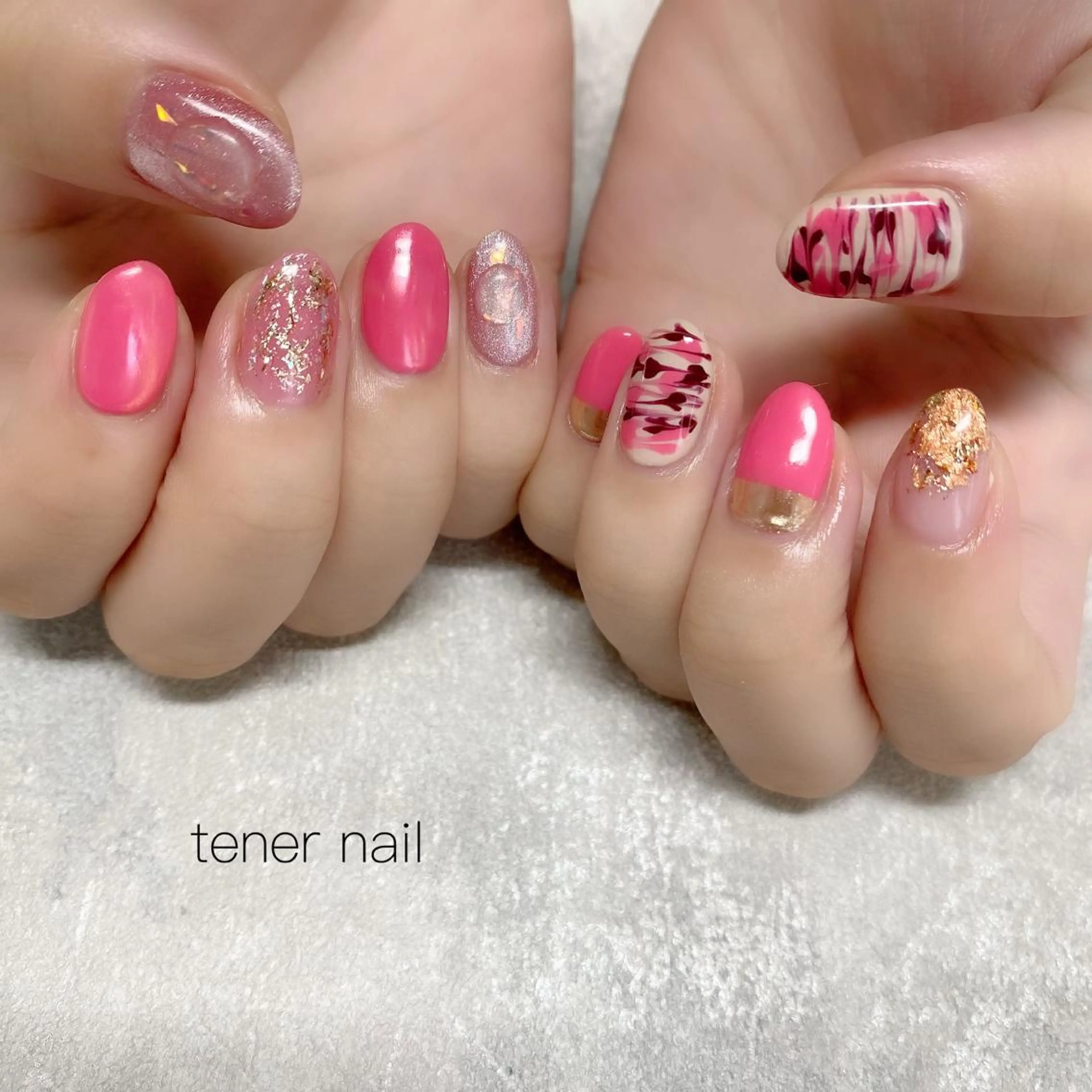 ネイル ピーコックネイル ピンク tener  nail  テネルネイル所属・テネルネイル tener nailのネイルデザイン