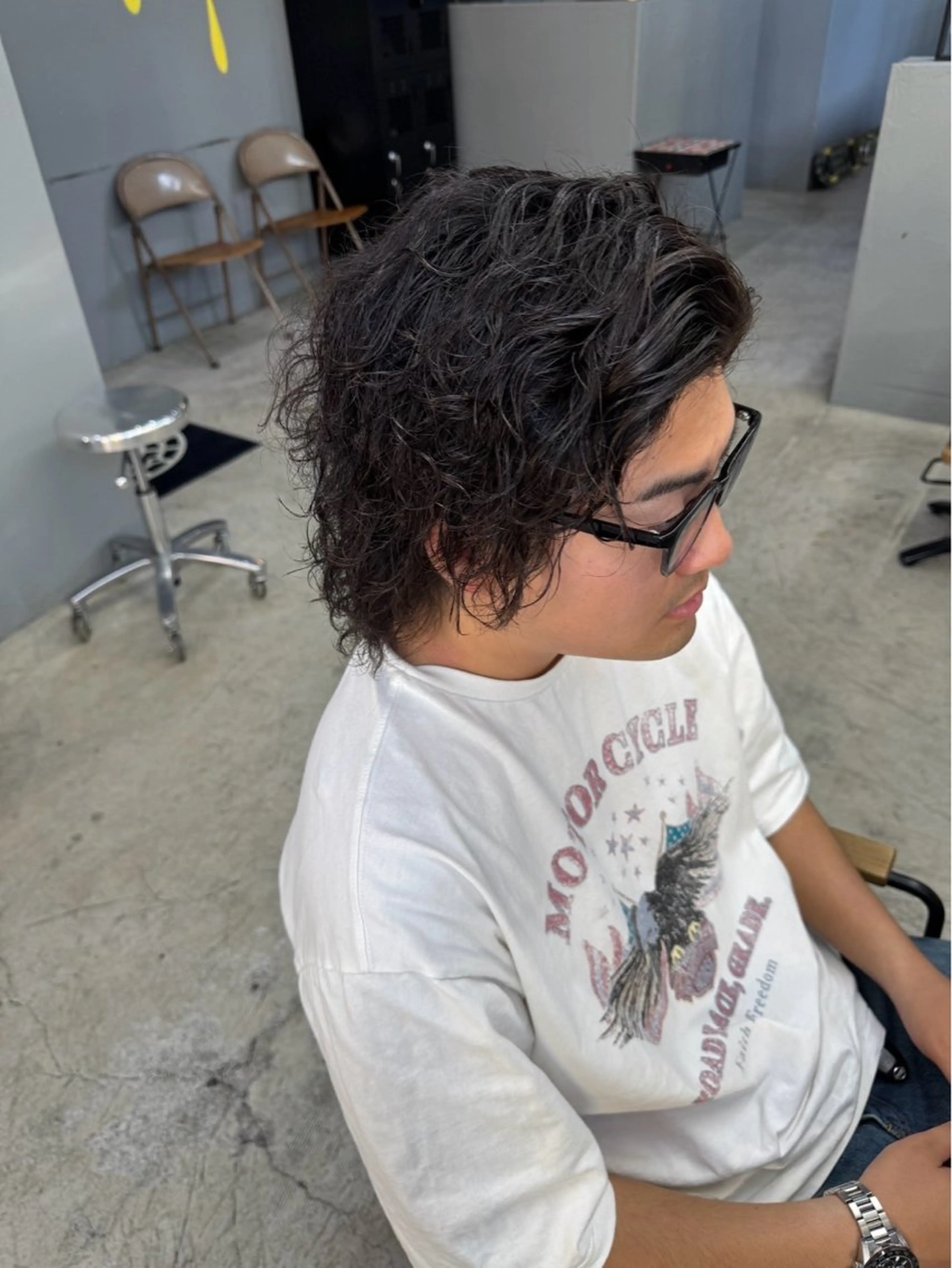 ミディアム パーマ メンズ カット パーマ メンズ専門サロン wokeのヘアスタイル