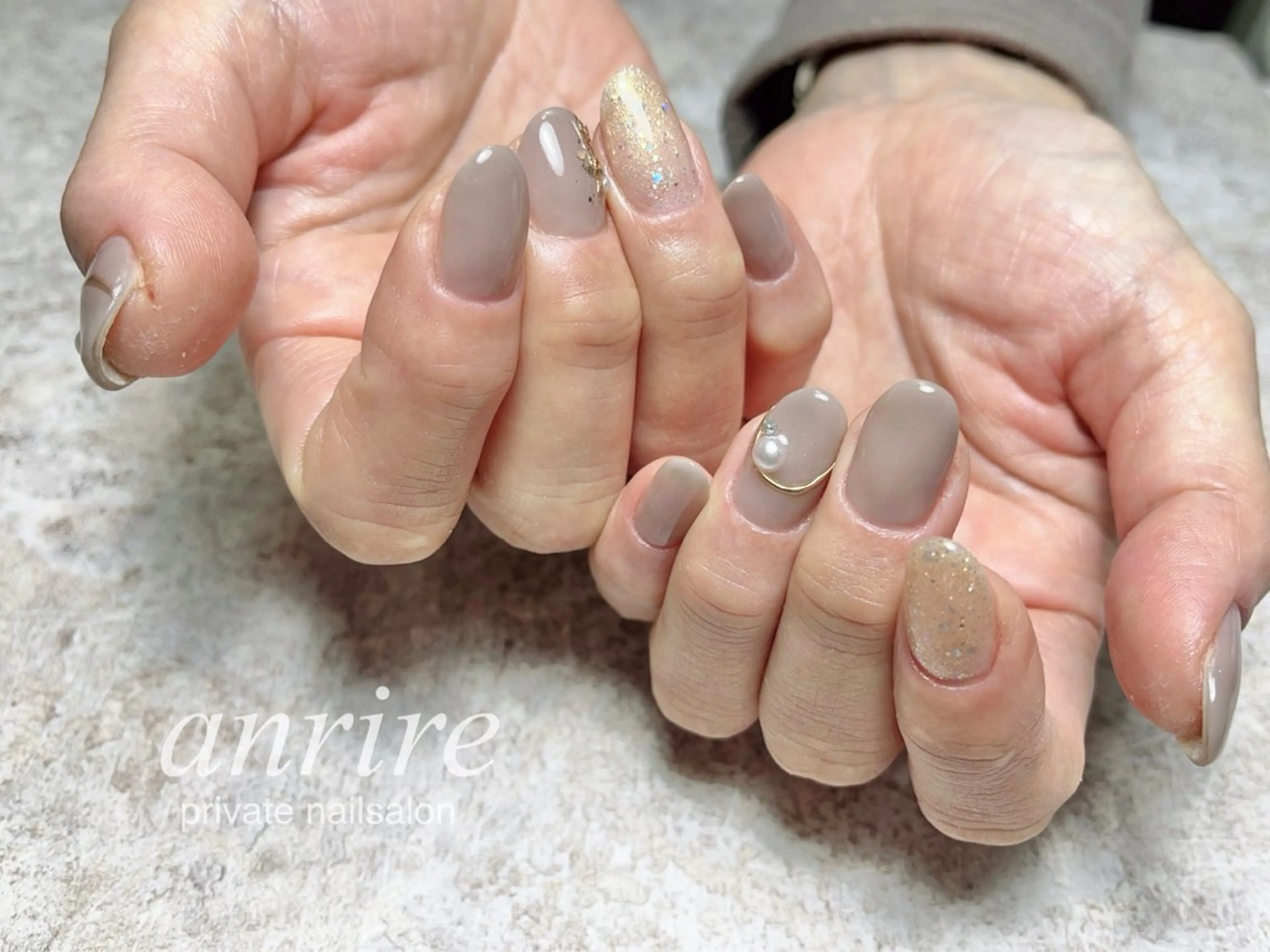ネイル キラキラネイル ラメ(グリッター) ミラーネイル オフィスネイル シンプルネイル ハンドネイル nail salon anrire〜アンリール〜所属・nailsalon anrireのネイルデザイン