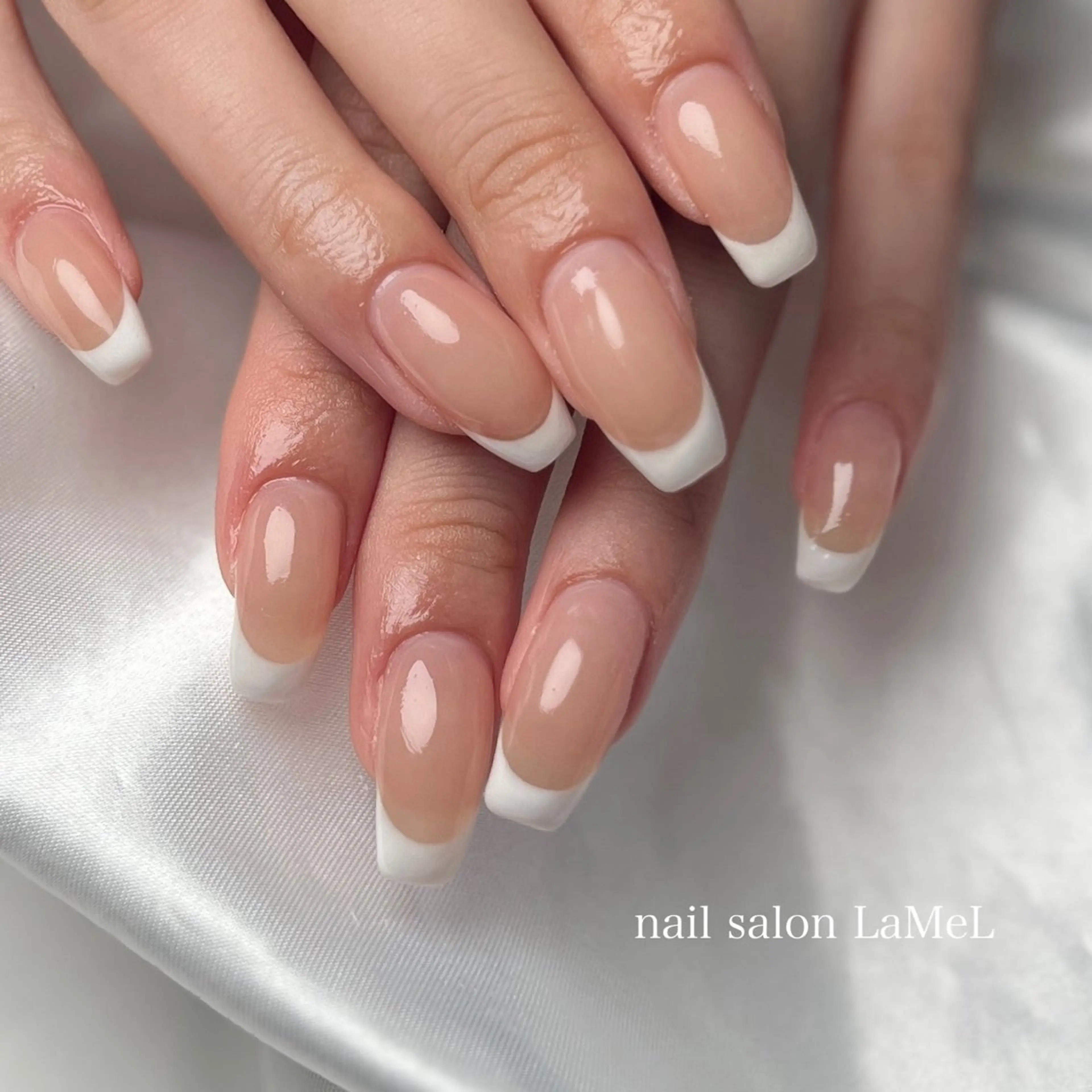 ネイル 長さ出し フレンチネイル ハンドネイル 【nailsalon LaMeL】岡崎のネイルデザイン