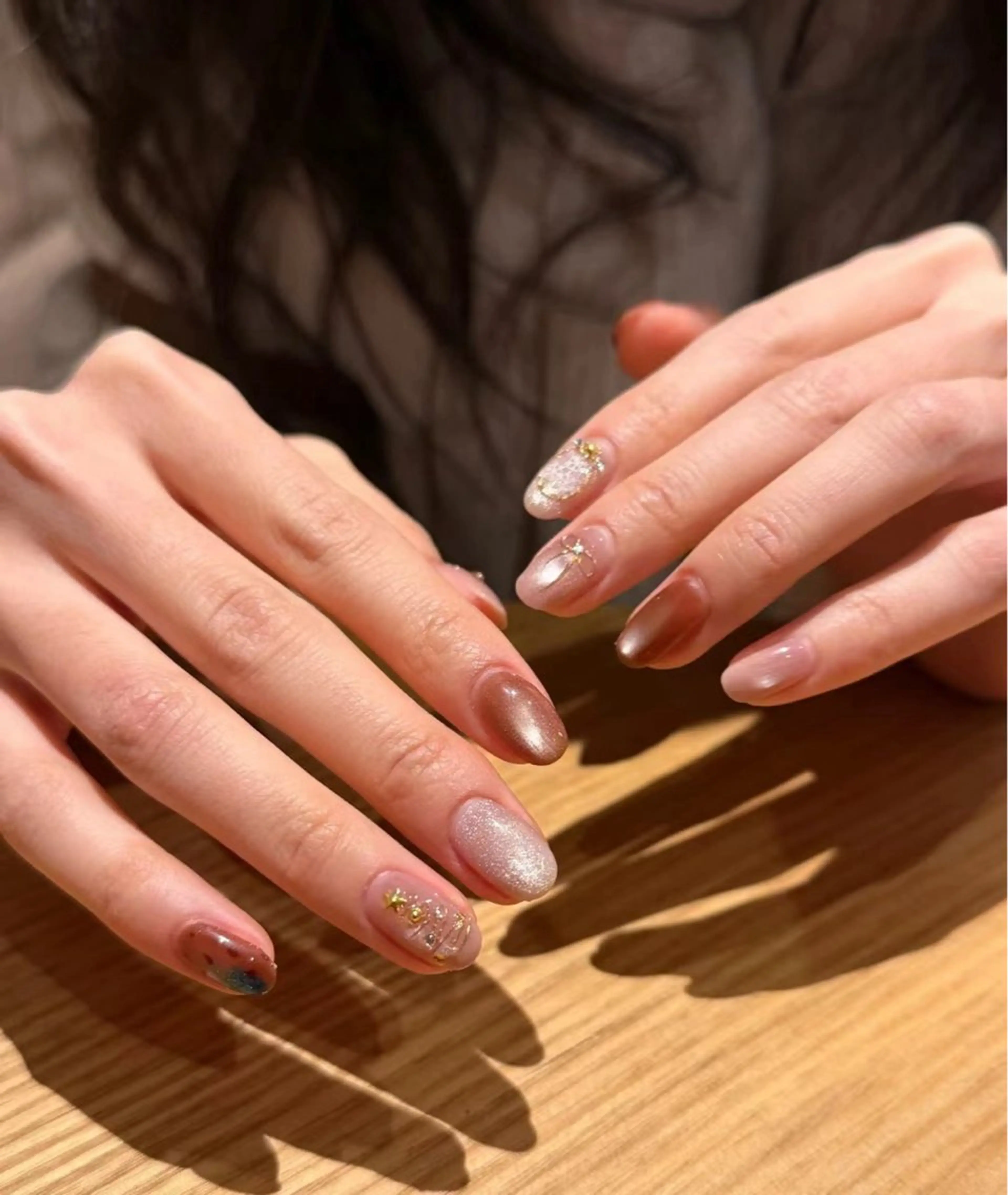 ミディアム ハンドネイル ハンドケア 一其 サロンのネイルデザイン