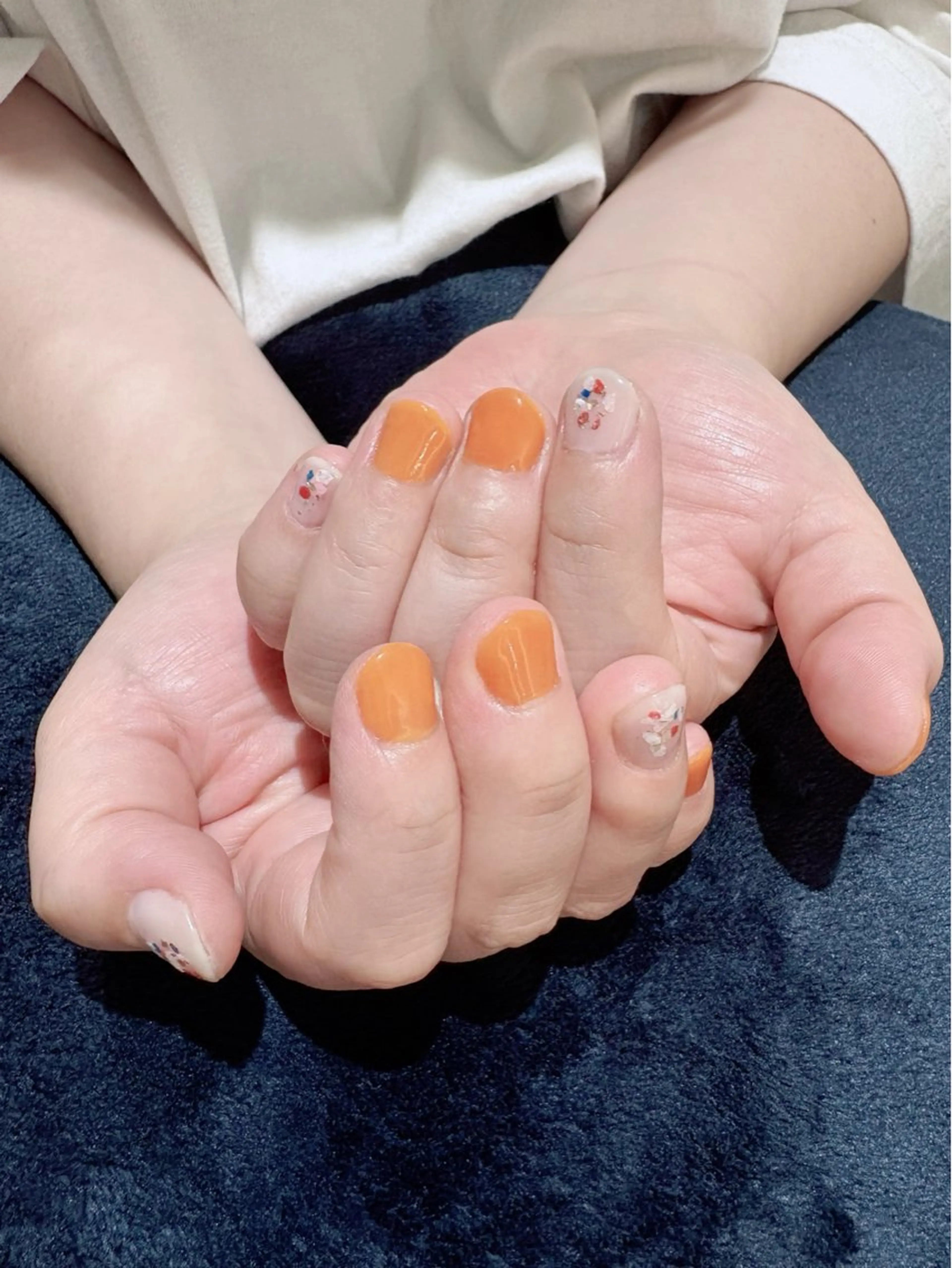 ネイル オレンジ neo.nail柏 Mutsumiのネイルデザイン