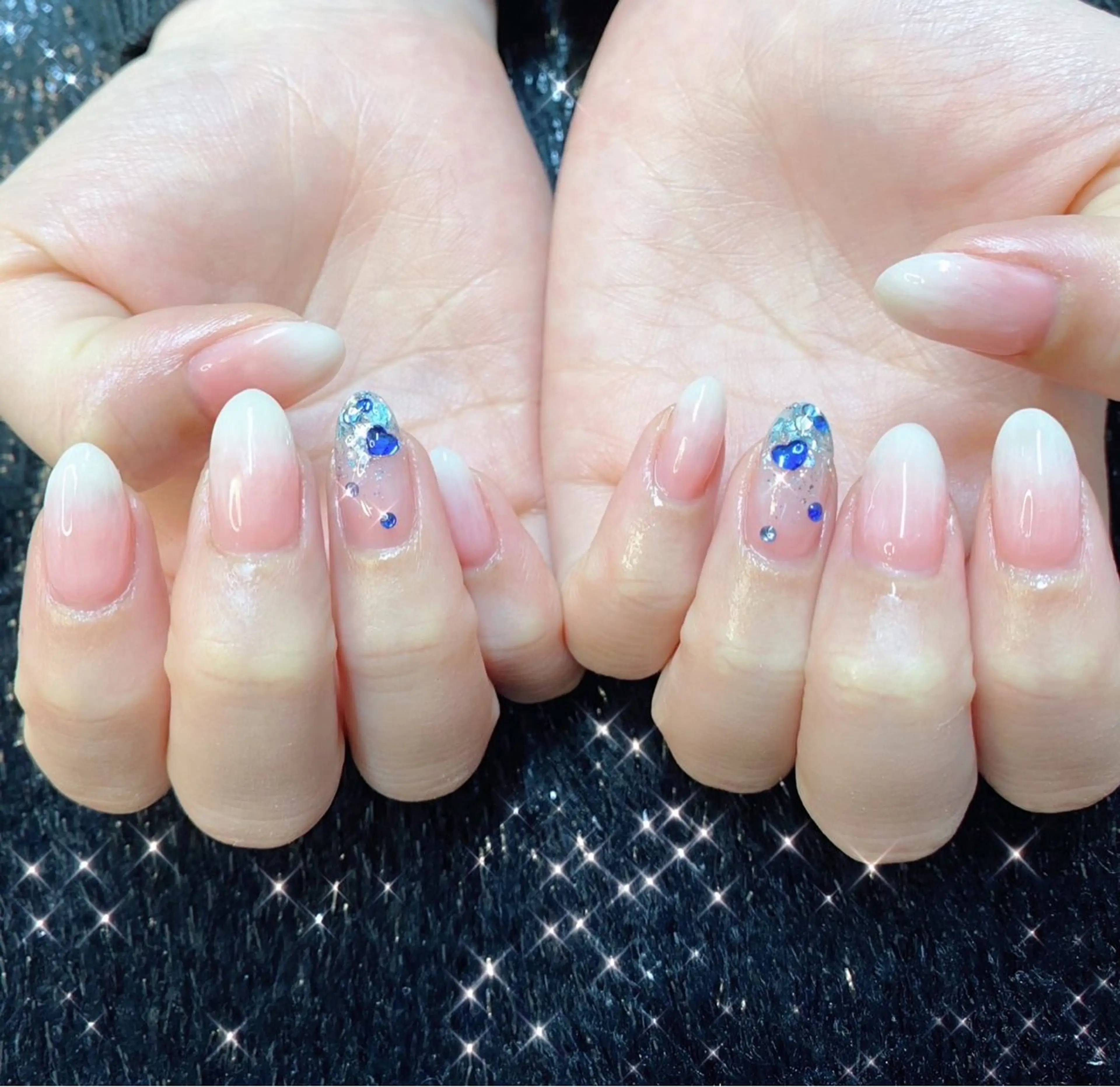 ネイル フレンチネイル ジェルネイル ガラスフレンチ ゴージャス グラデーション ハンドネイル ハンドケア 大門浜松町 ネイルのネイルデザイン