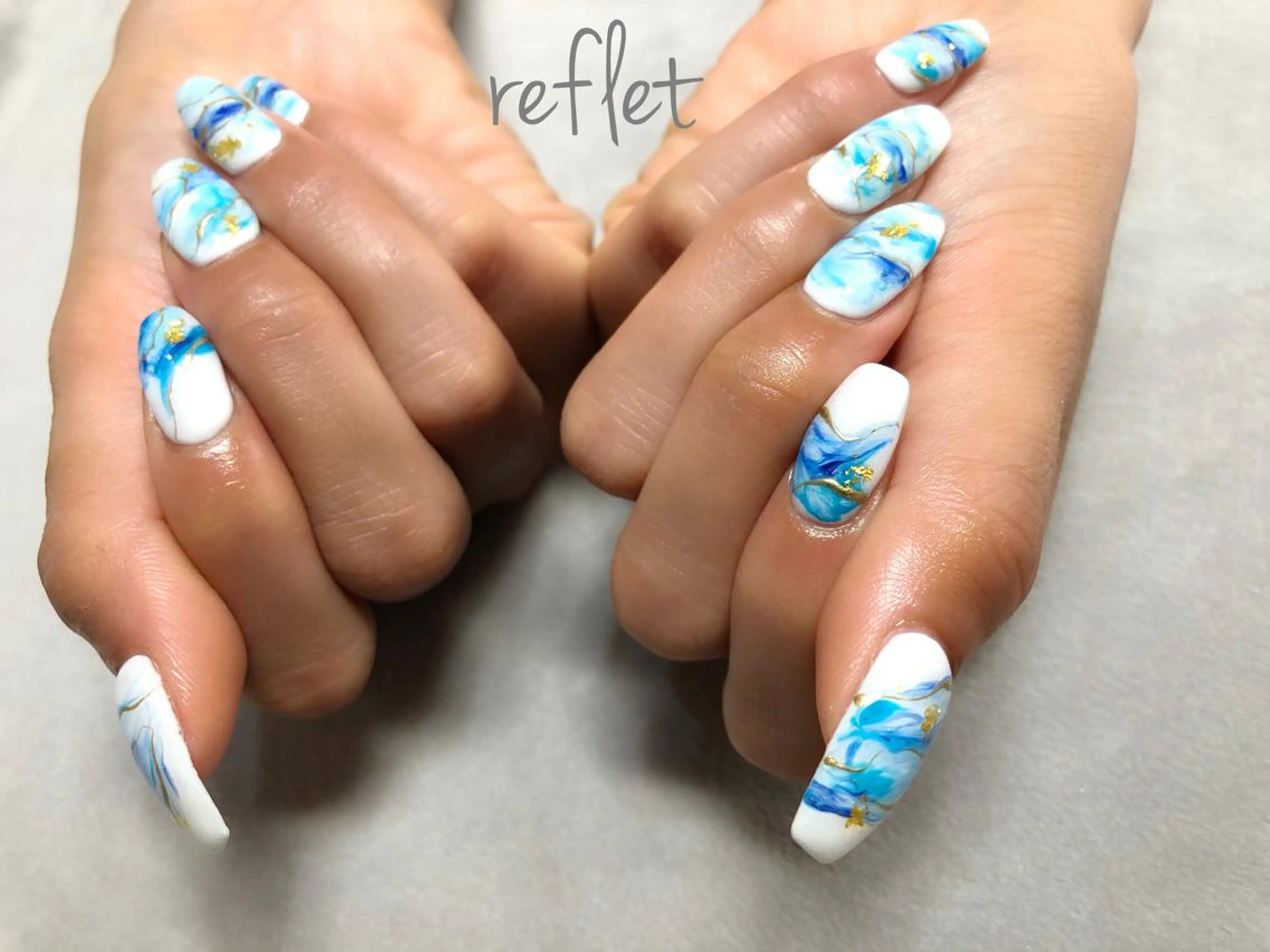 ネイル ブルー 持ち込み 夏ネイル ハンドネイル reflet nailのネイルデザイン