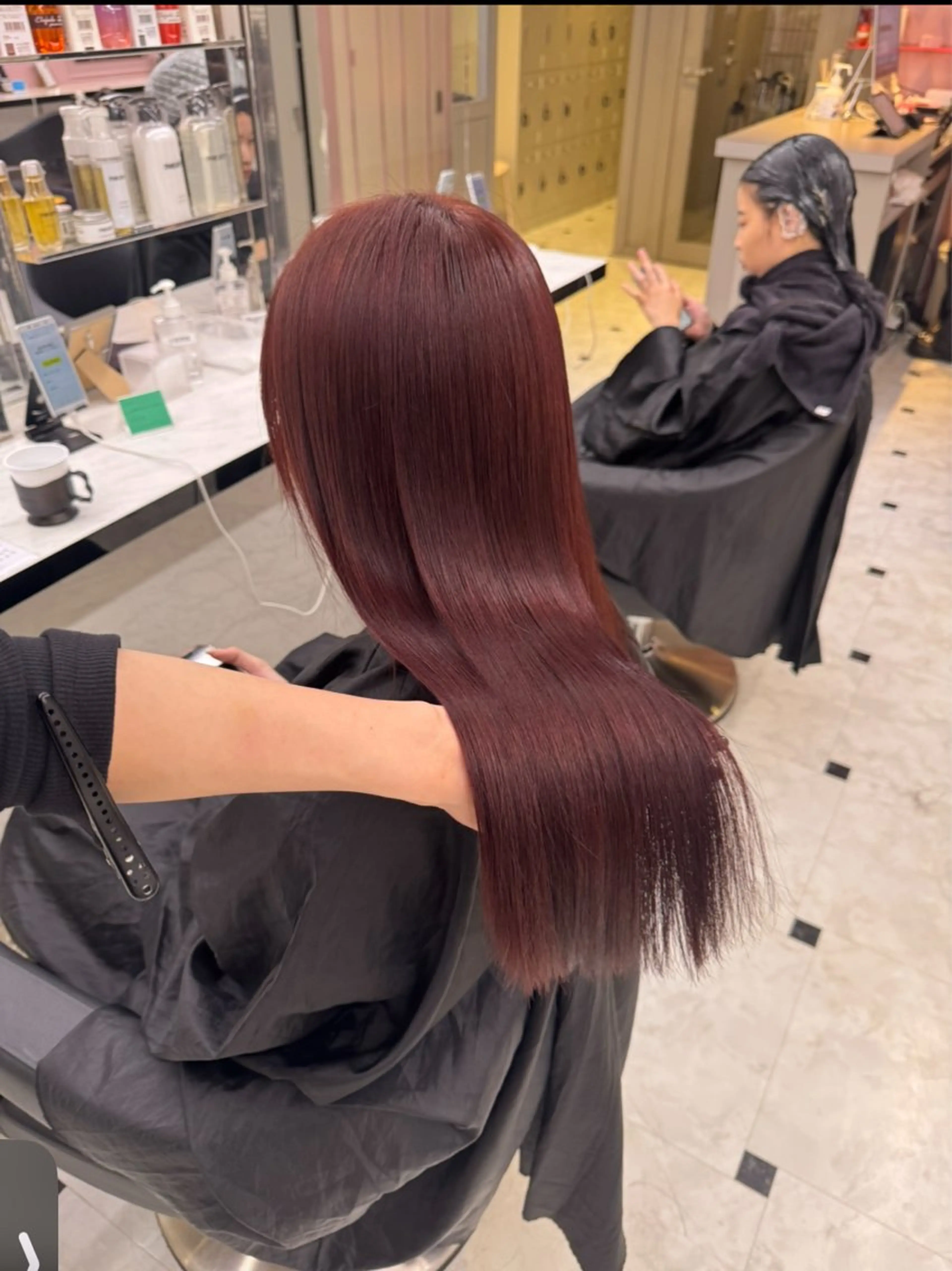 ロング ヘアカラー トリートメント ヘッドスパ ヘアセット 韓国ガーリー🤍暖 色カラー🤍misaのヘアスタイル