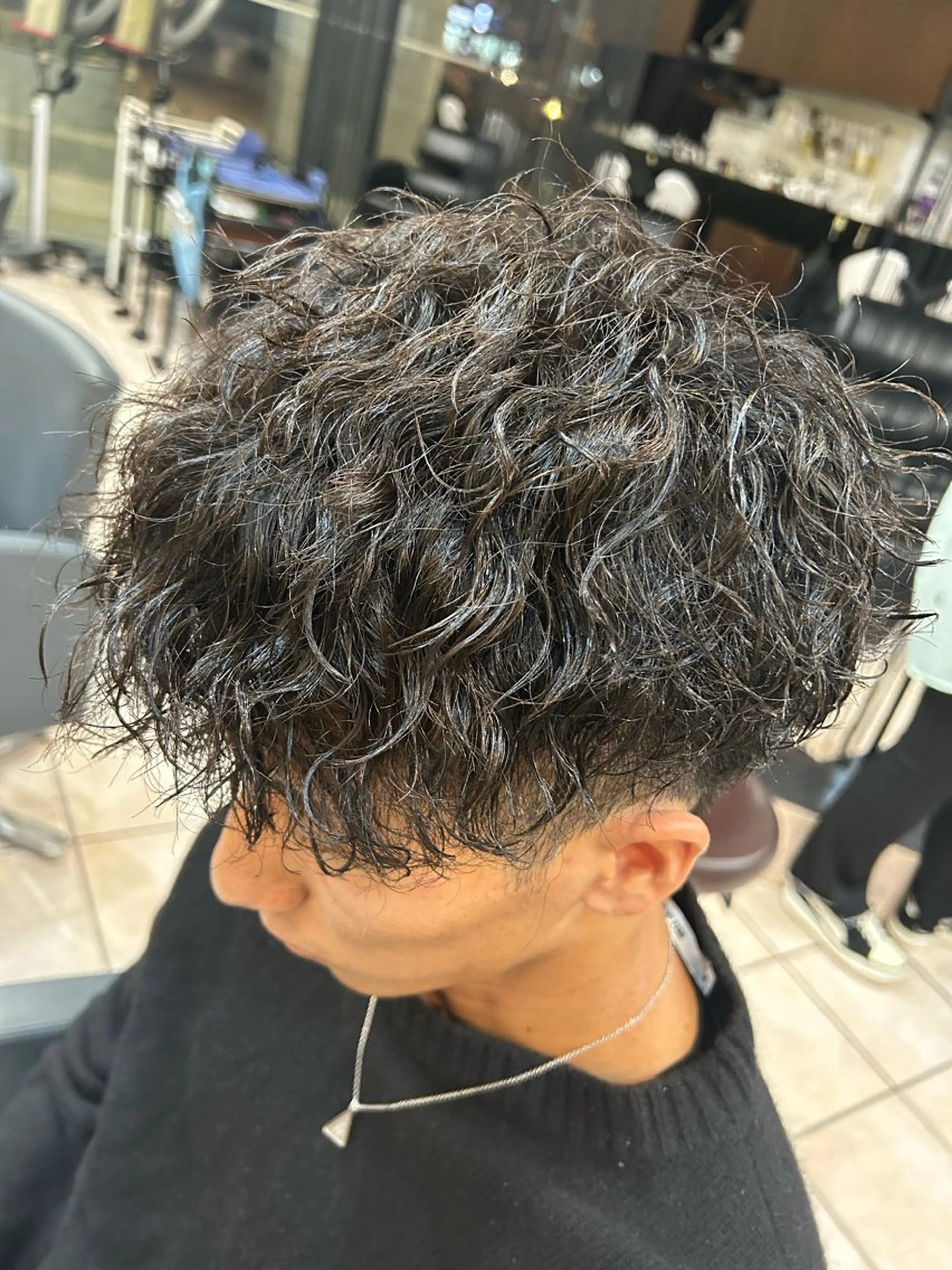 ミディアム パーマ メンズ 大阪/梅田/シャドウ パーマ/ノボリユウタのヘアスタイル