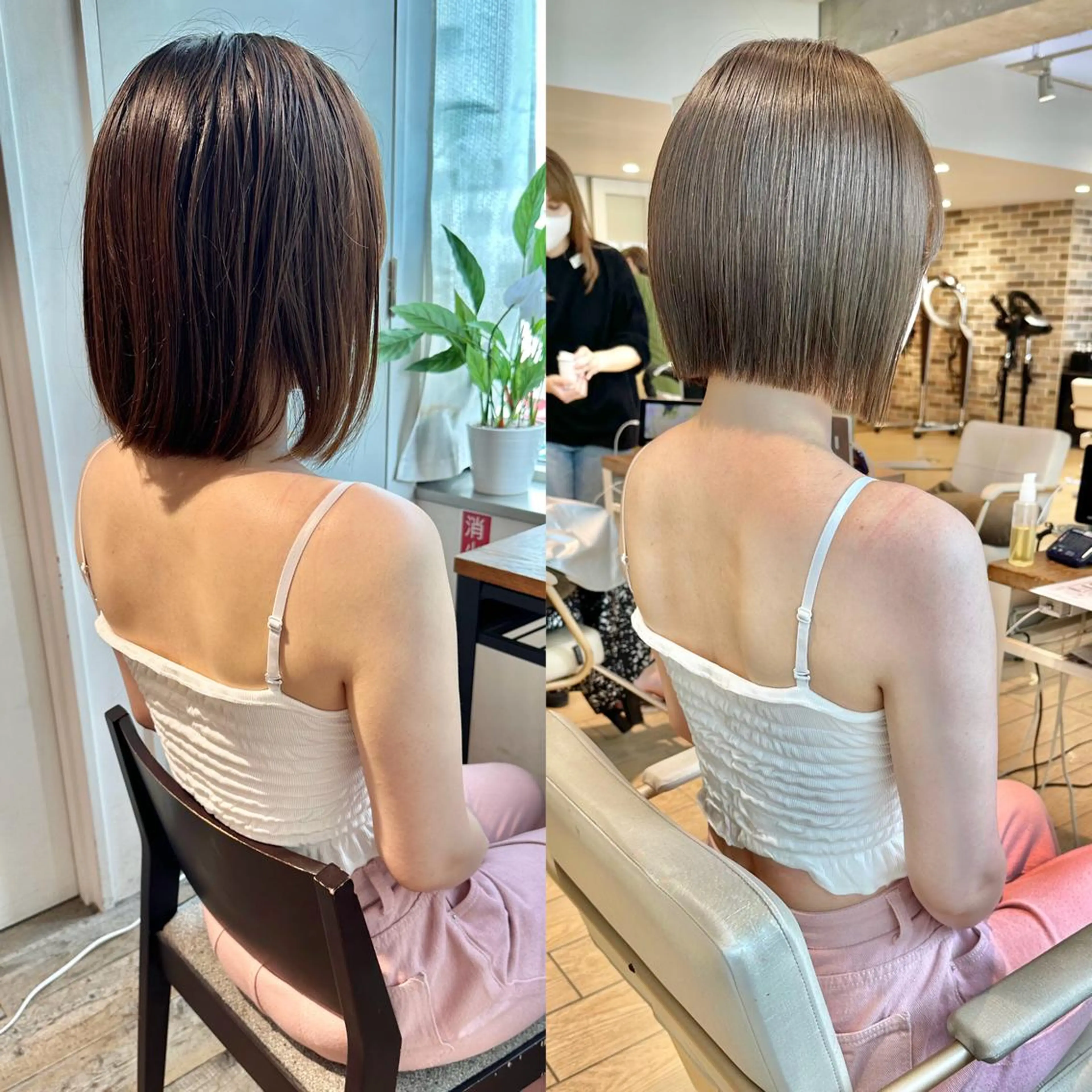 ミディアム 切りっぱなしボブ ショートボブ ボブ くびれヘア タンバルモリ カット ヘアカラー トリートメント 市原 大翼のヘアスタイル