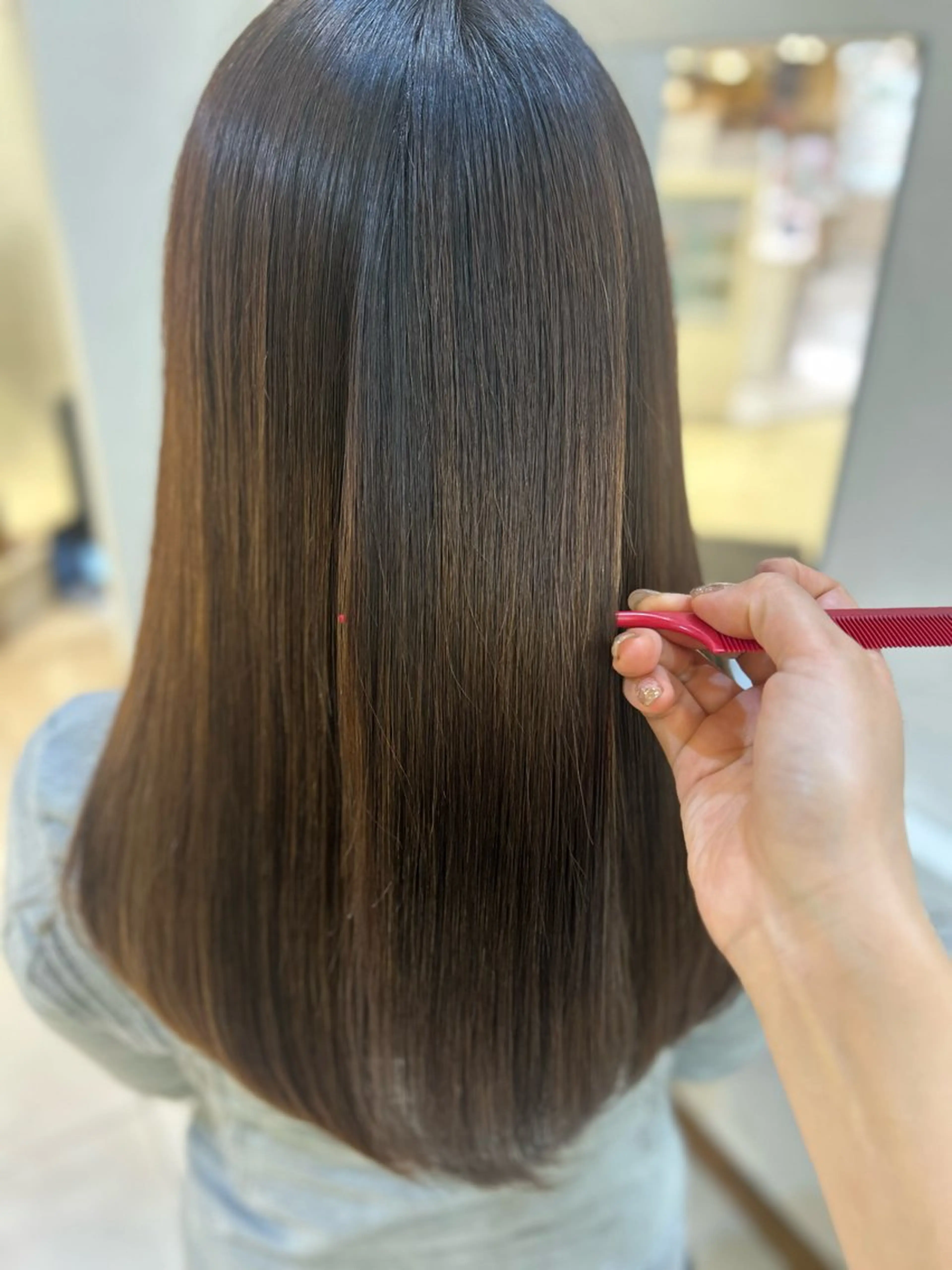 セミロング パーマ カット 縮毛矯正 トリートメント 艶質改善/縮毛矯正 ササキナツミのヘアスタイル