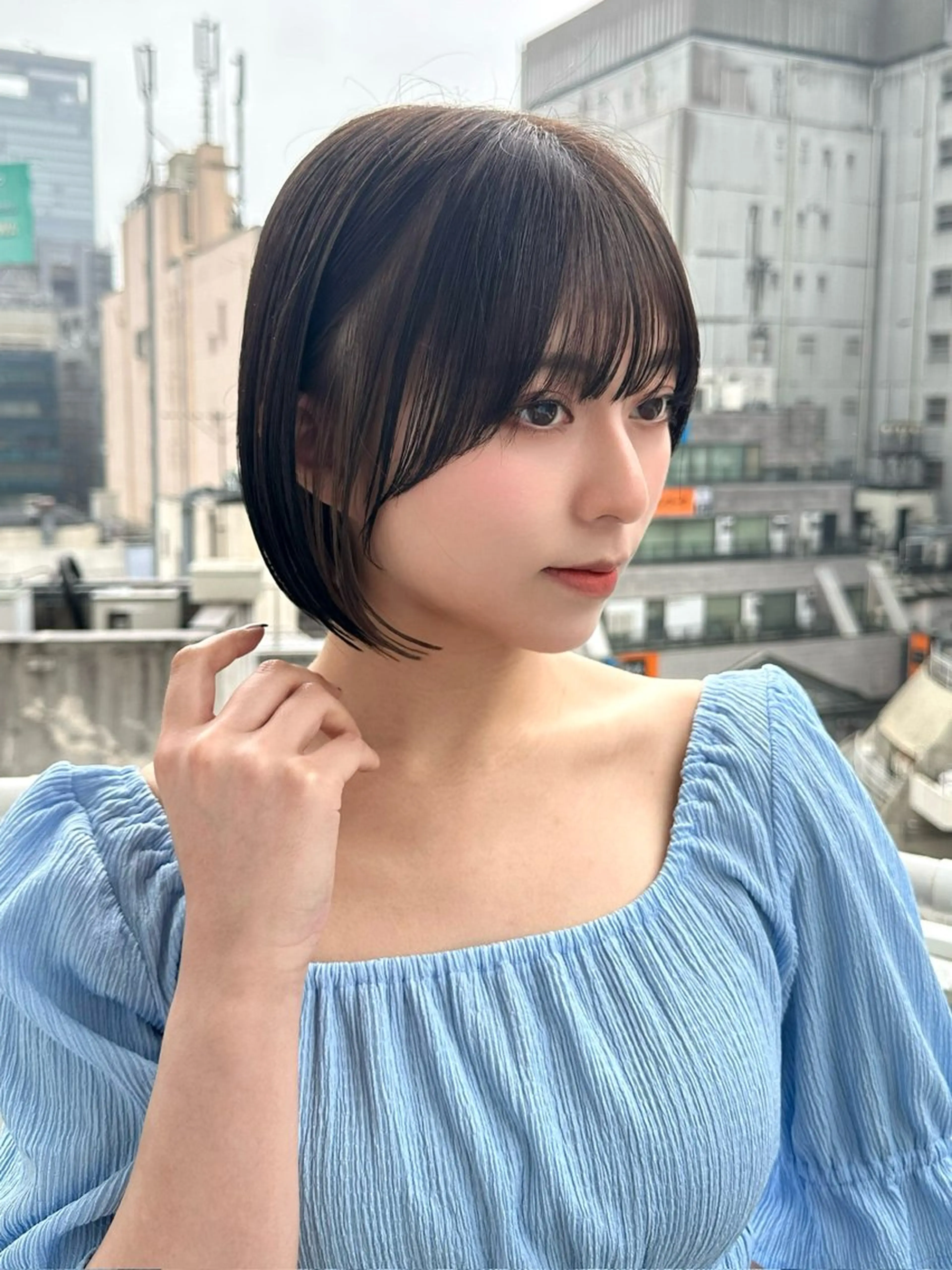 ミディアム カラー ショートボブ ミディアムパーマ バレイヤージュ ベージュカラー ブリーチ カット ヘアカラー トリートメント 新宿/髪質改善/艶髪 韓国ヘア/大重聖斗のヘアスタイル