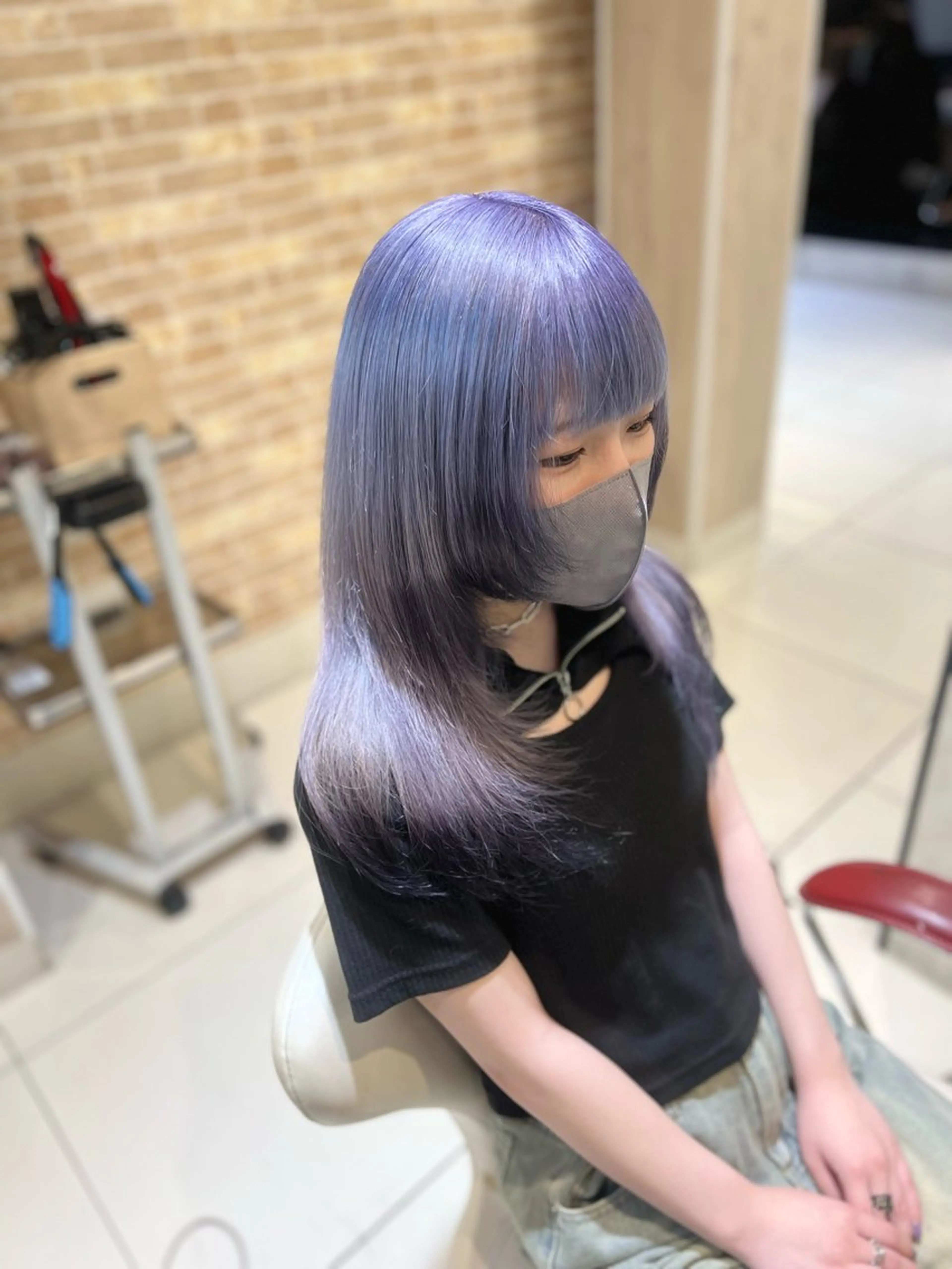 ロング カラー バレイヤージュ ブリーチ ブロンド ダブルカラー ハイライトカラー ヘアカラー トリートメント 越谷　デザインカラー ハイトーン　クラモチのヘアスタイル