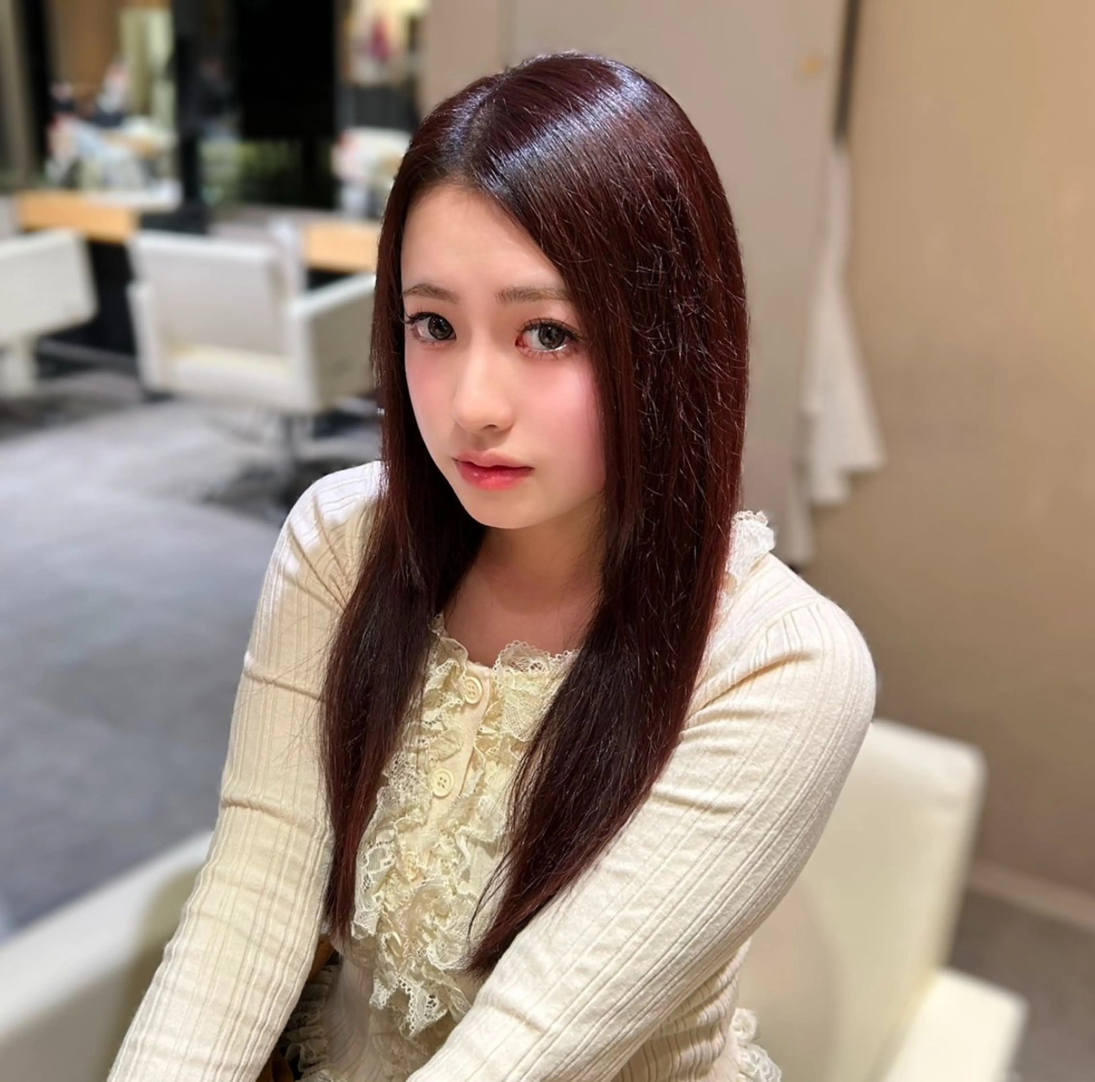 ロング カット ヘアカラー トリートメント 谷 亜澄のヘアスタイル