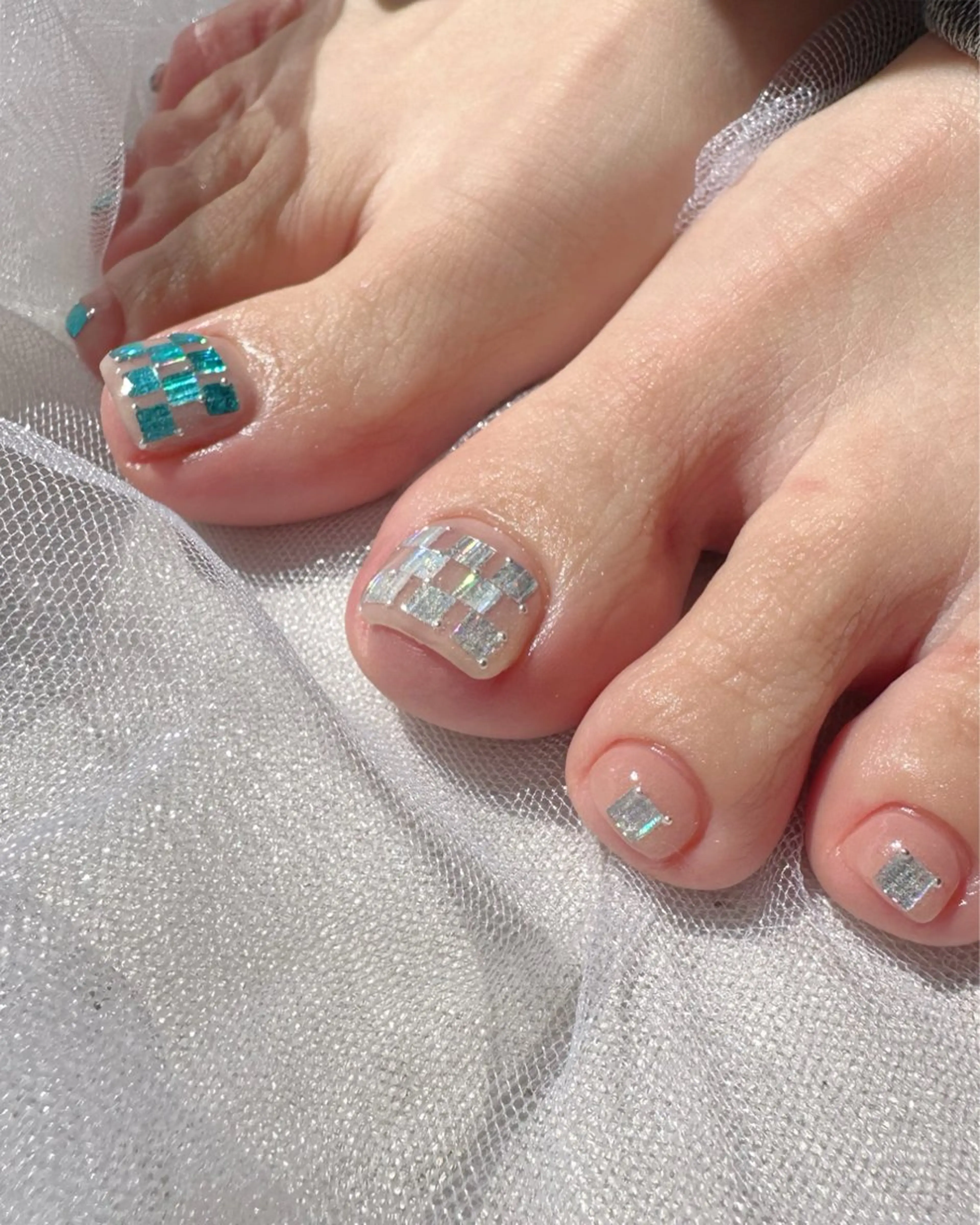 ネイル フットネイル ホログラムネイル 氷ネイル・うるうるネイル 韓国ネイル ニュアンスネイル 🪞KAPE NAIL 🪞のネイルデザイン