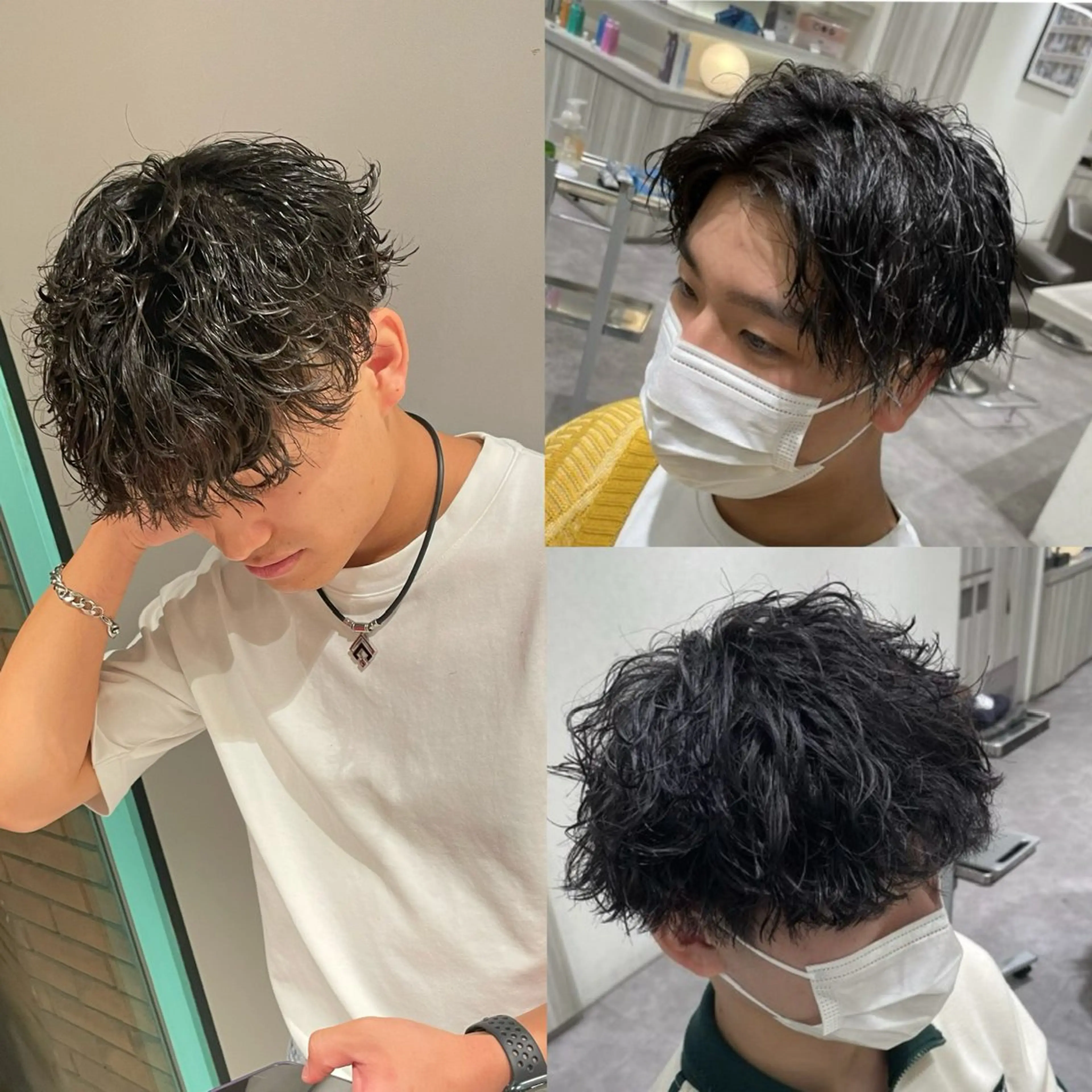 ショート パーマ メンズ 波巻きパーマ カット パーマ メンズ特化店長✨ 9/8空き◎岡本一真のヘアスタイル