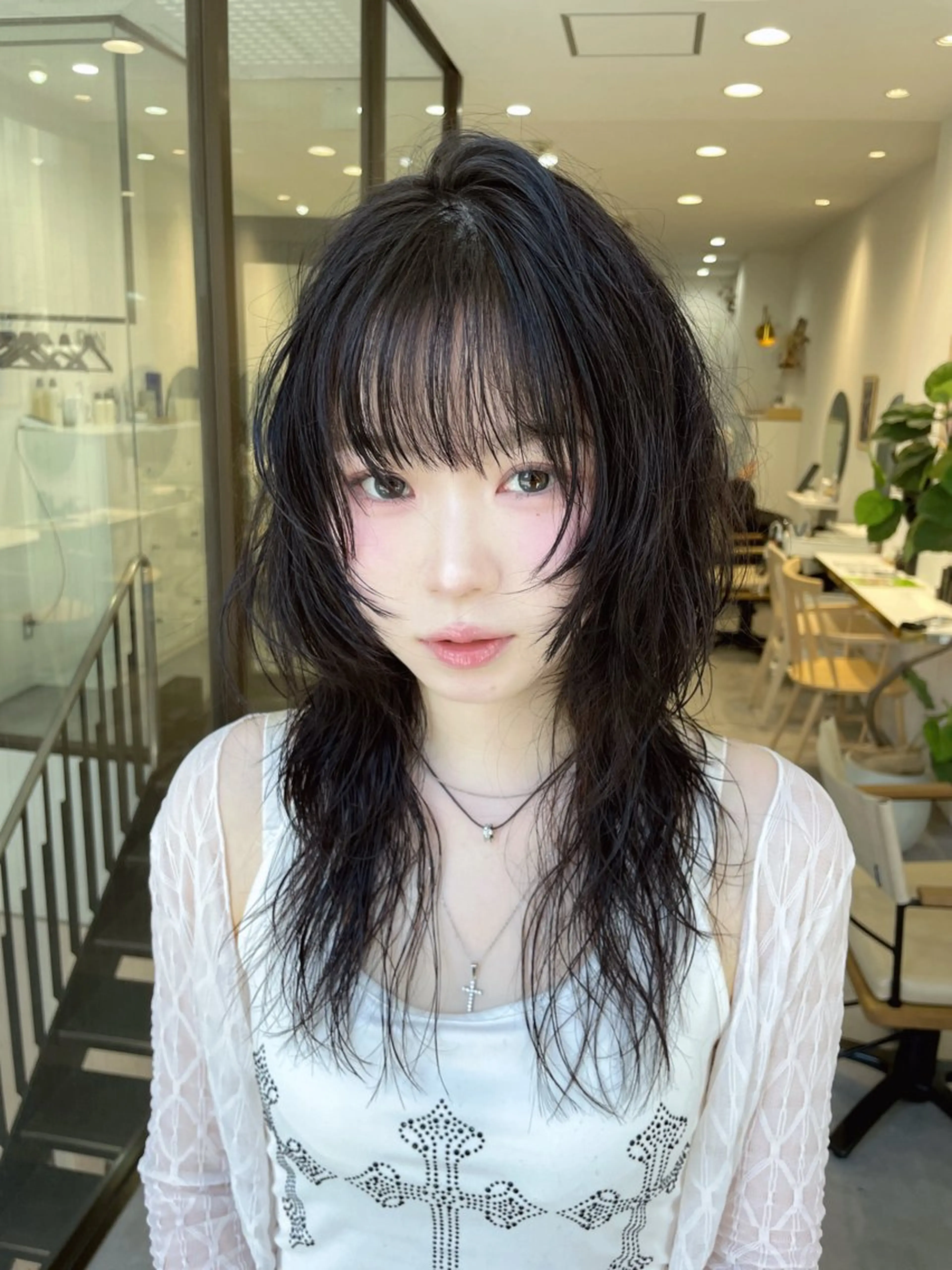 ロング カラー カット ヘアカラー トリートメント 表参道／韓国レイヤー ／ハッシュカットのヘアスタイル