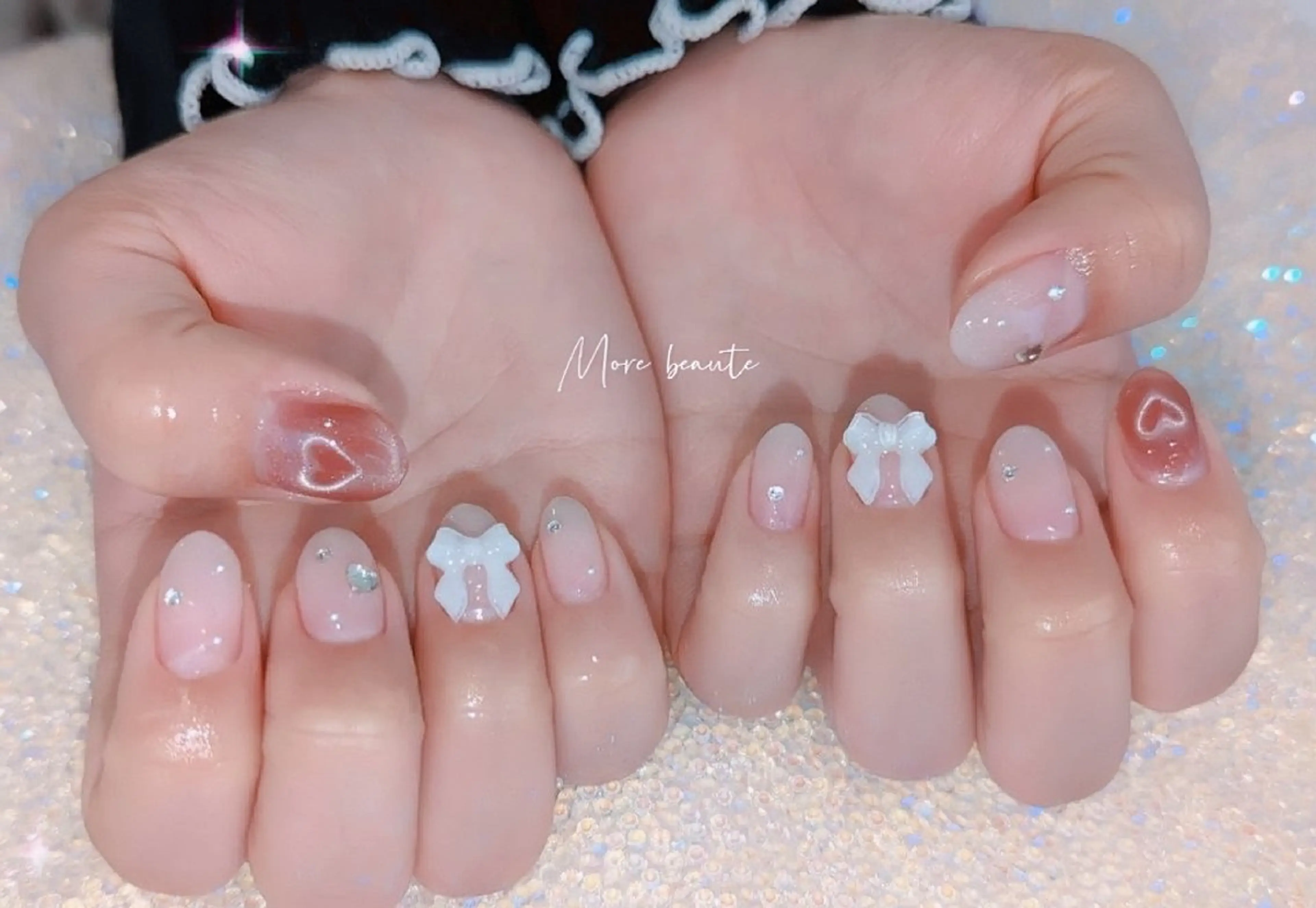 ネイル アートネイル ジェルネイル ハート 韓国ネイル マグネットネイル I LOVE ME NAIL.｡.:*♡のネイルデザイン