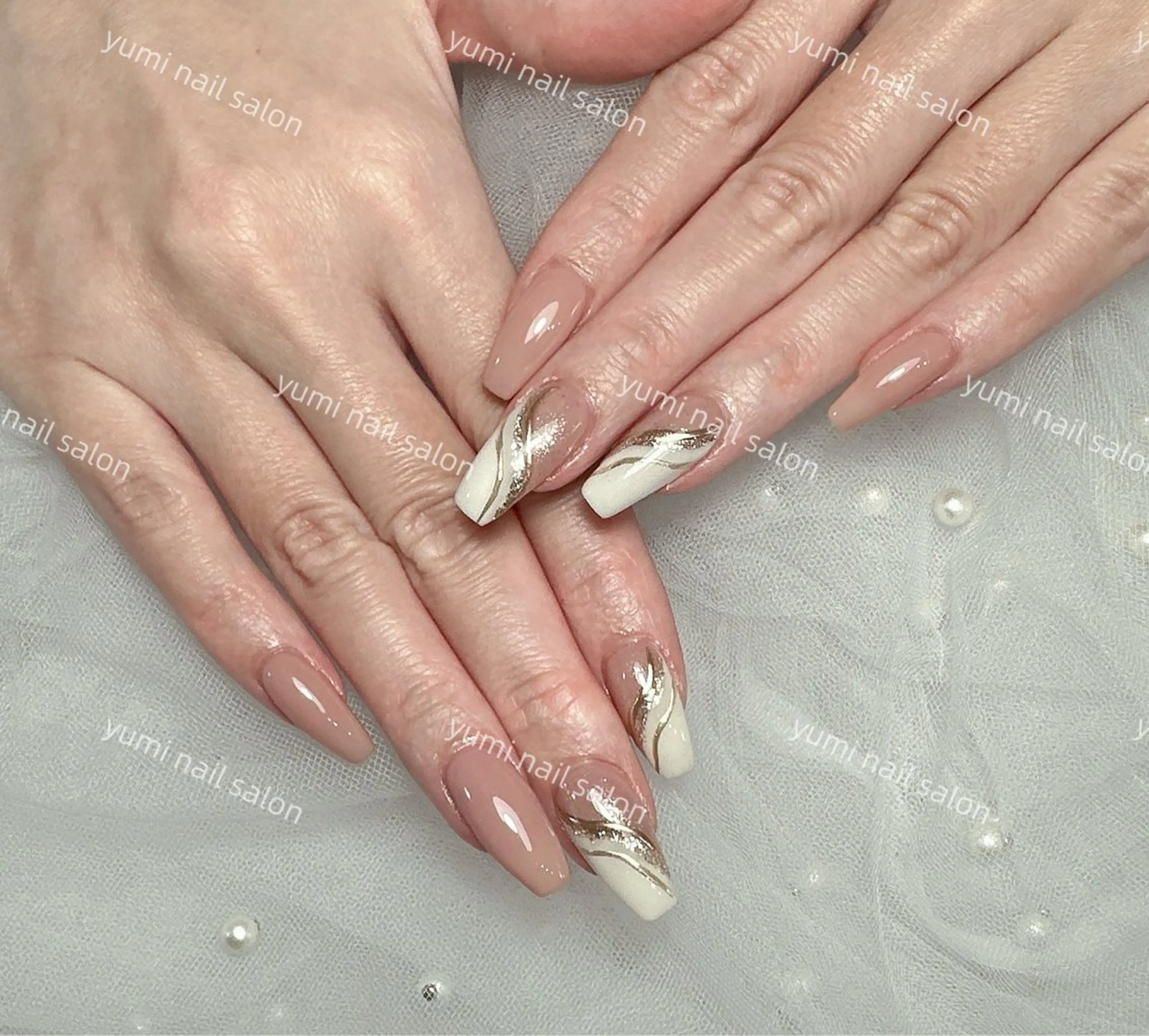 ネイル Yumi ジェル& チップ長さだしのネイルデザイン