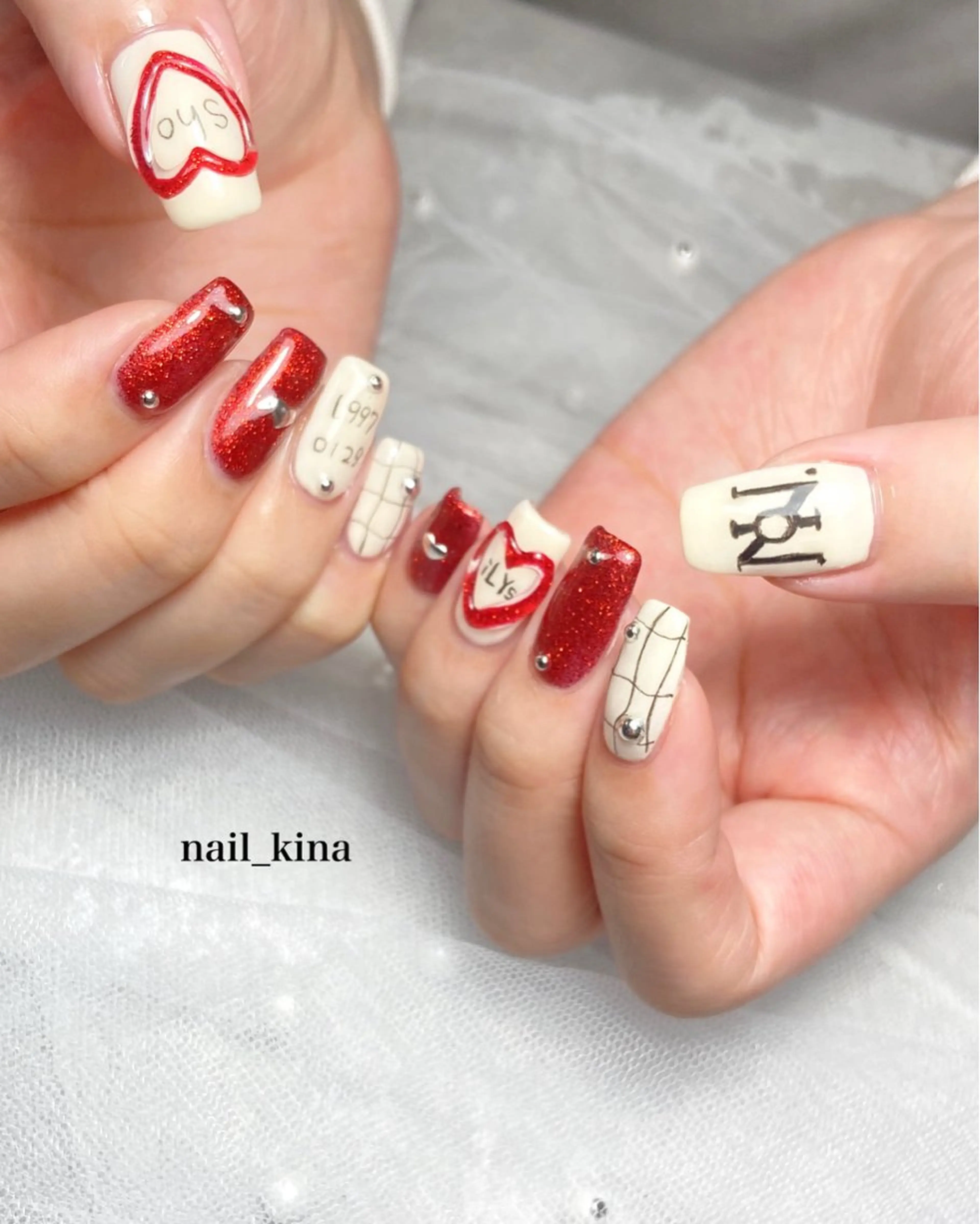 ネイル ハート ハンドネイル nail_ kinaのネイルデザイン