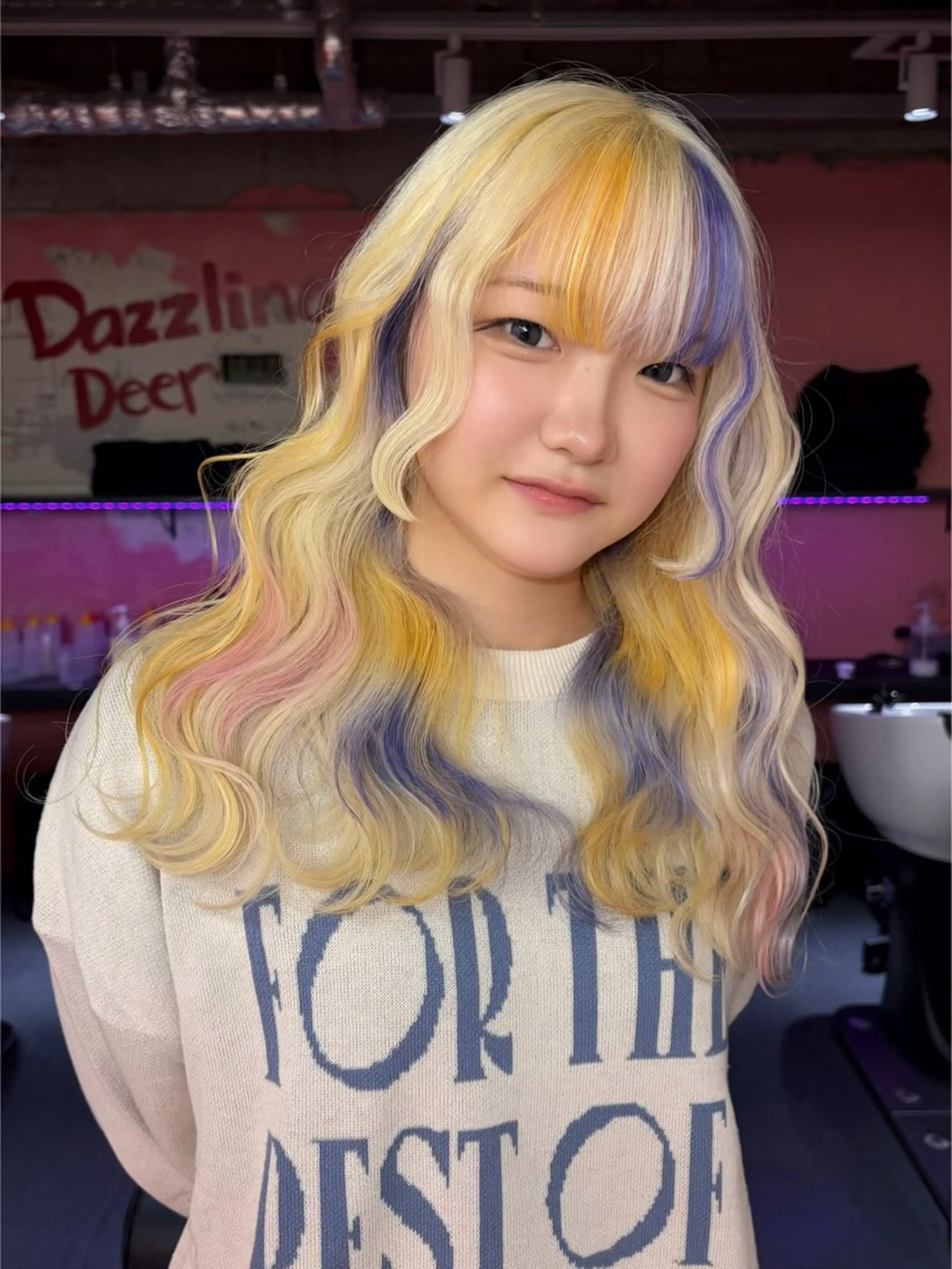 セミロング カラー ブロンド デザインカラー ヘアカラー トリートメント ブリーチカラー 特化/MAHIROのヘアスタイル