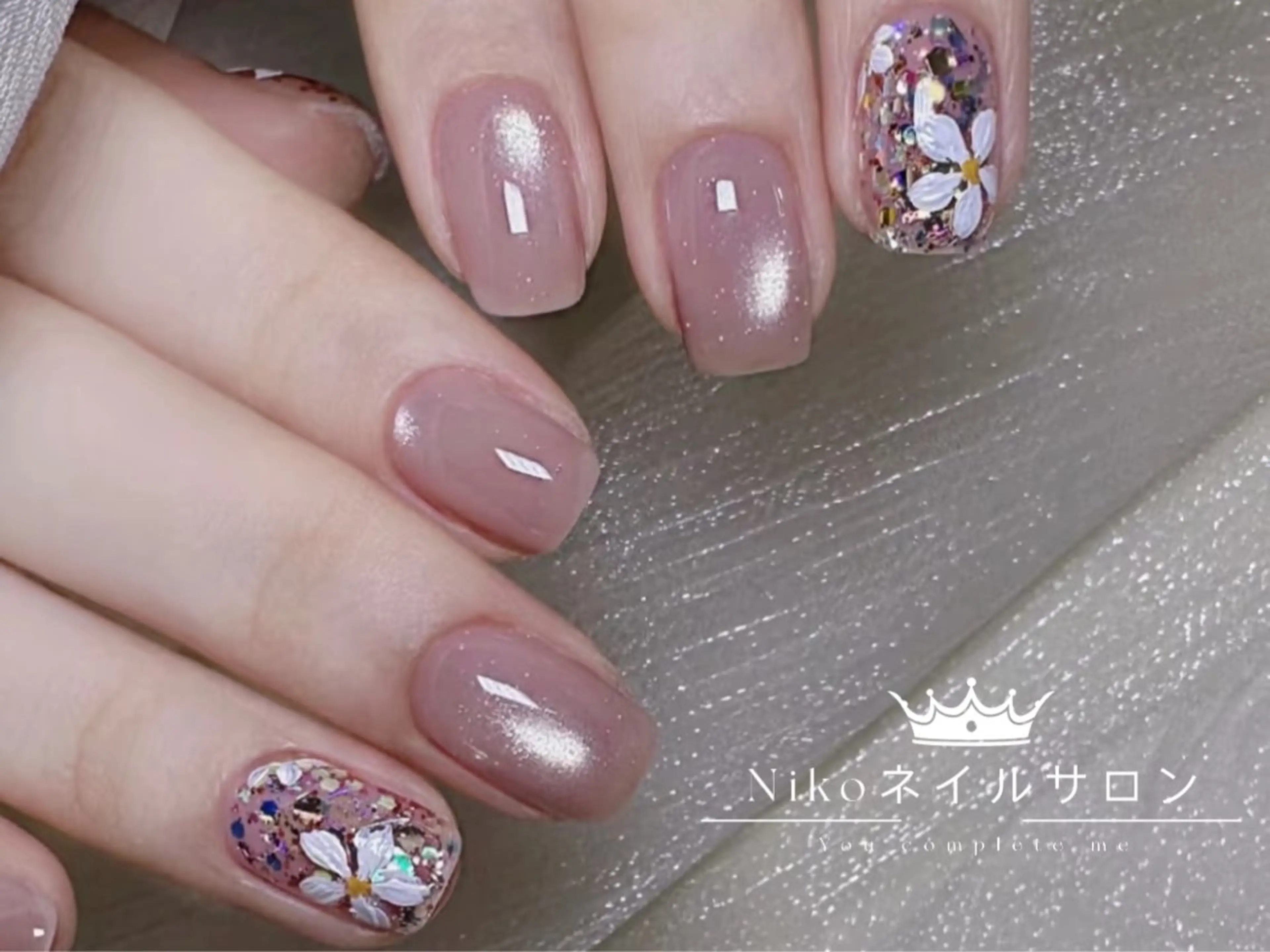 ネイル チークネイル フットネイル フレンチネイル ジェルネイル ガラスフレンチ Nikosalon rikoのネイルデザイン