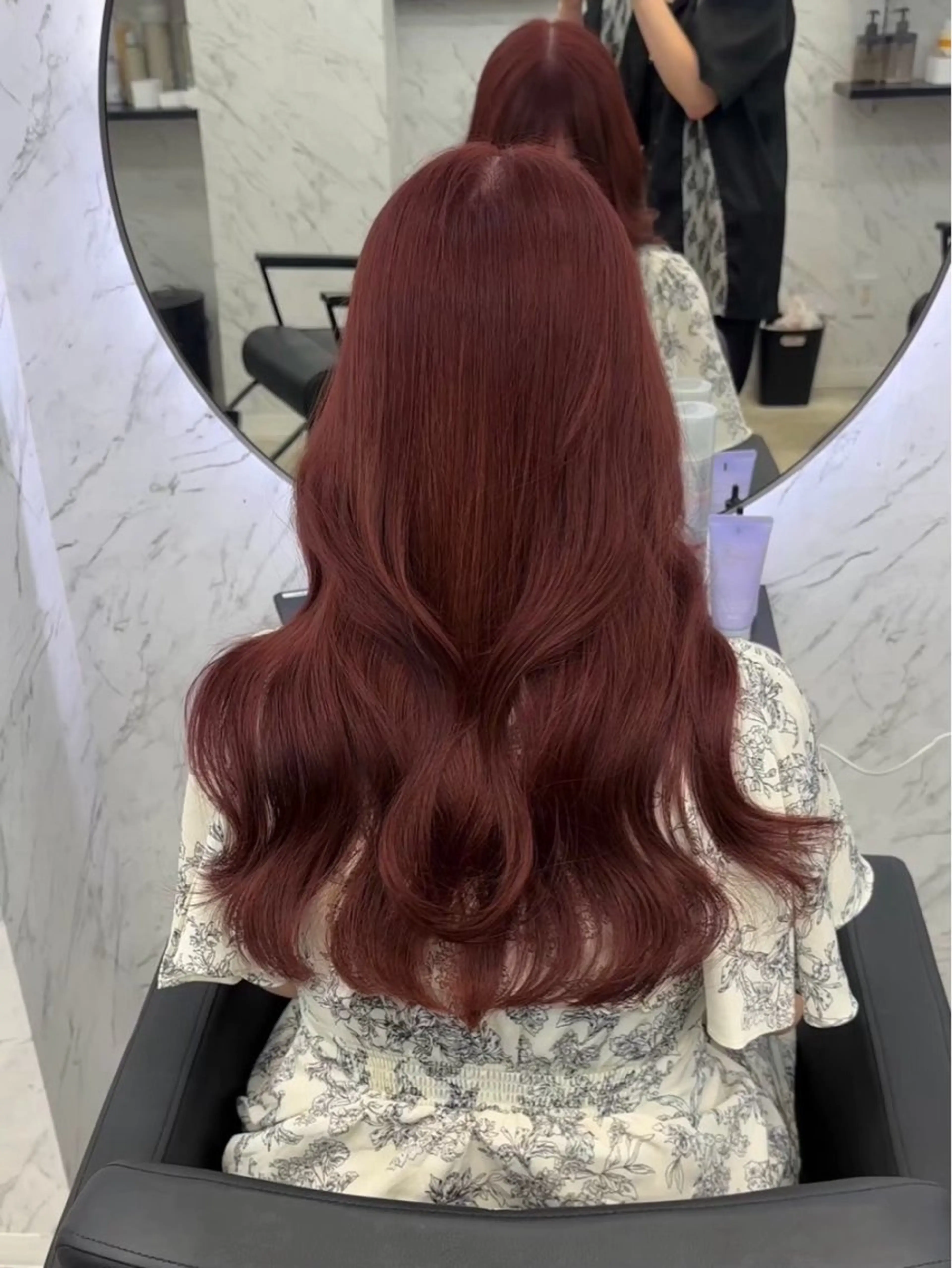 ロング カラー ボルドーカラー ヘアカラー hair salon dot. mooda 韓国風サロン 町田店所属・韓国風ヘア🎀🩶 /♡𝓝𝓸𝓪♡のヘアスタイル